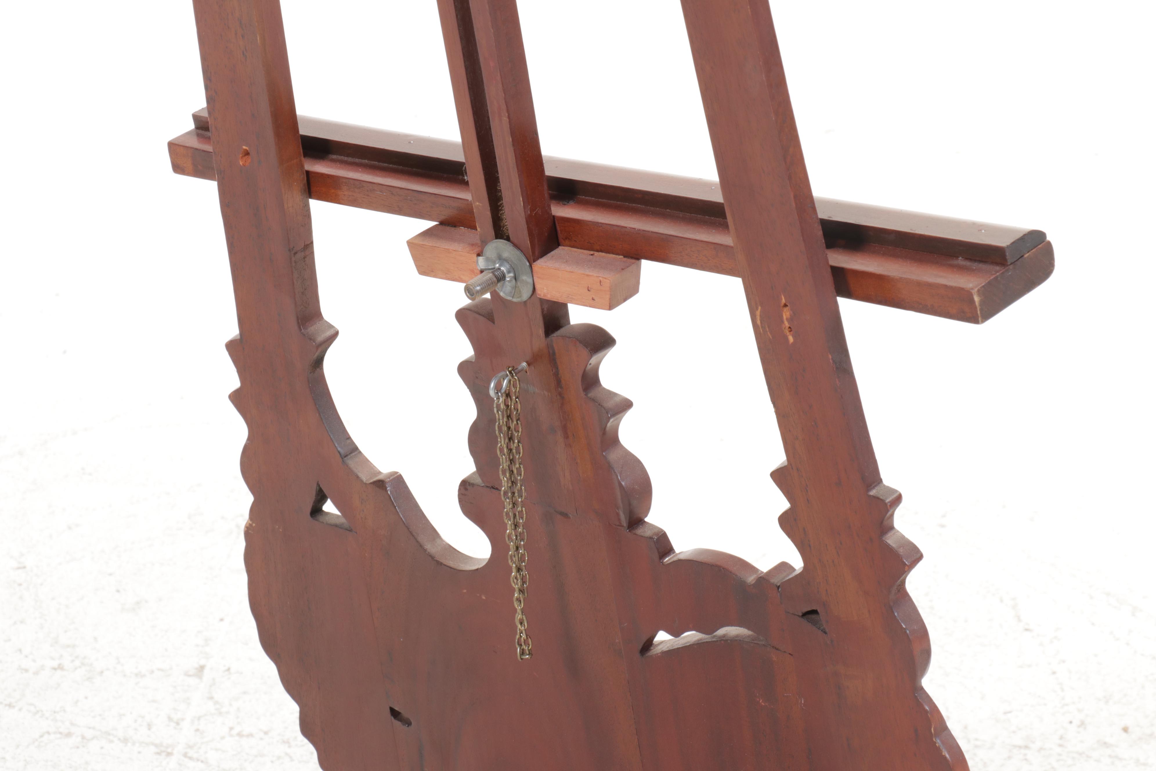 Art Nouveau Style Carved Mahogany Easel, 20th Century