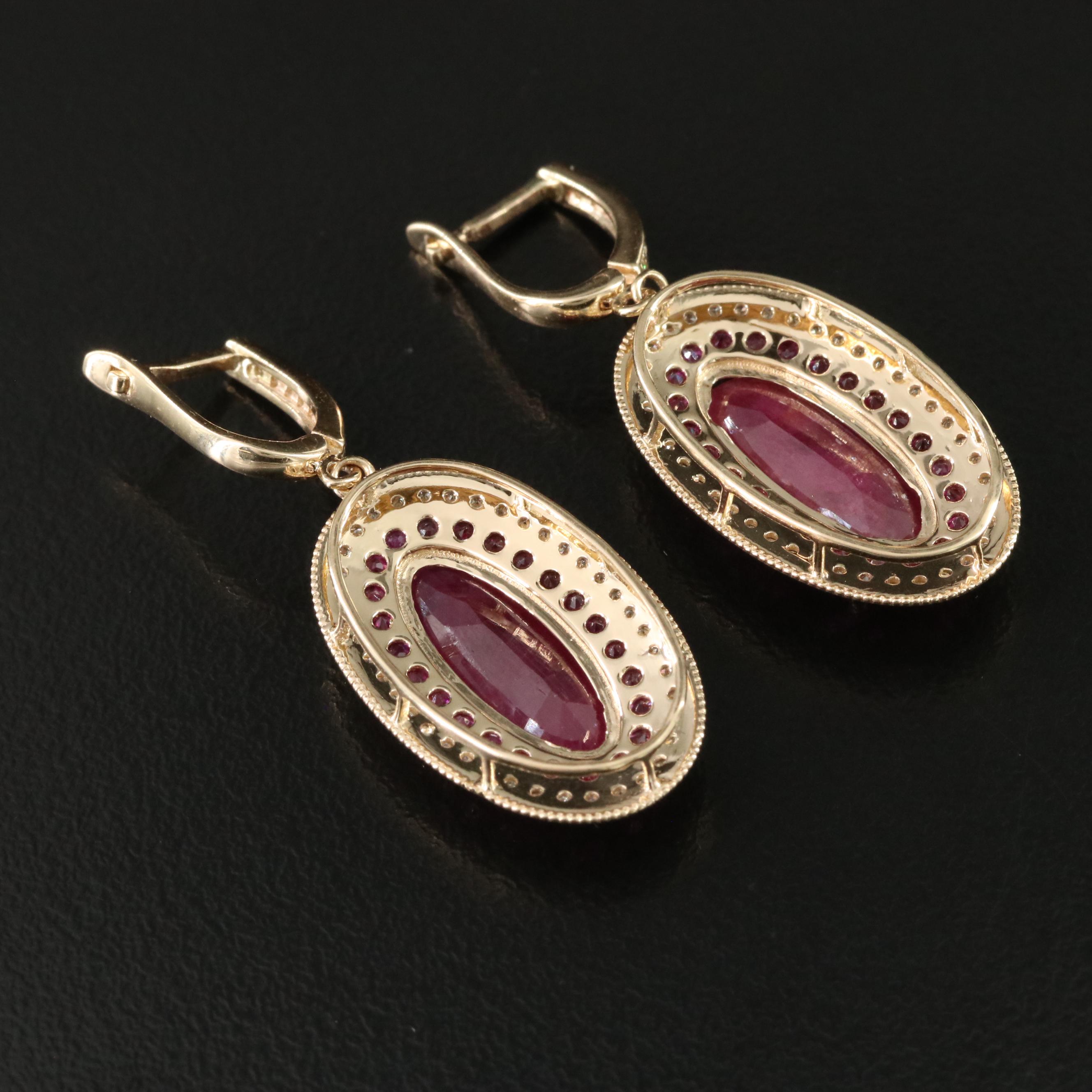14K 10.05 CTW Ruby and Diamond Earrings with 8.61 CTW Centers and IGI Report
