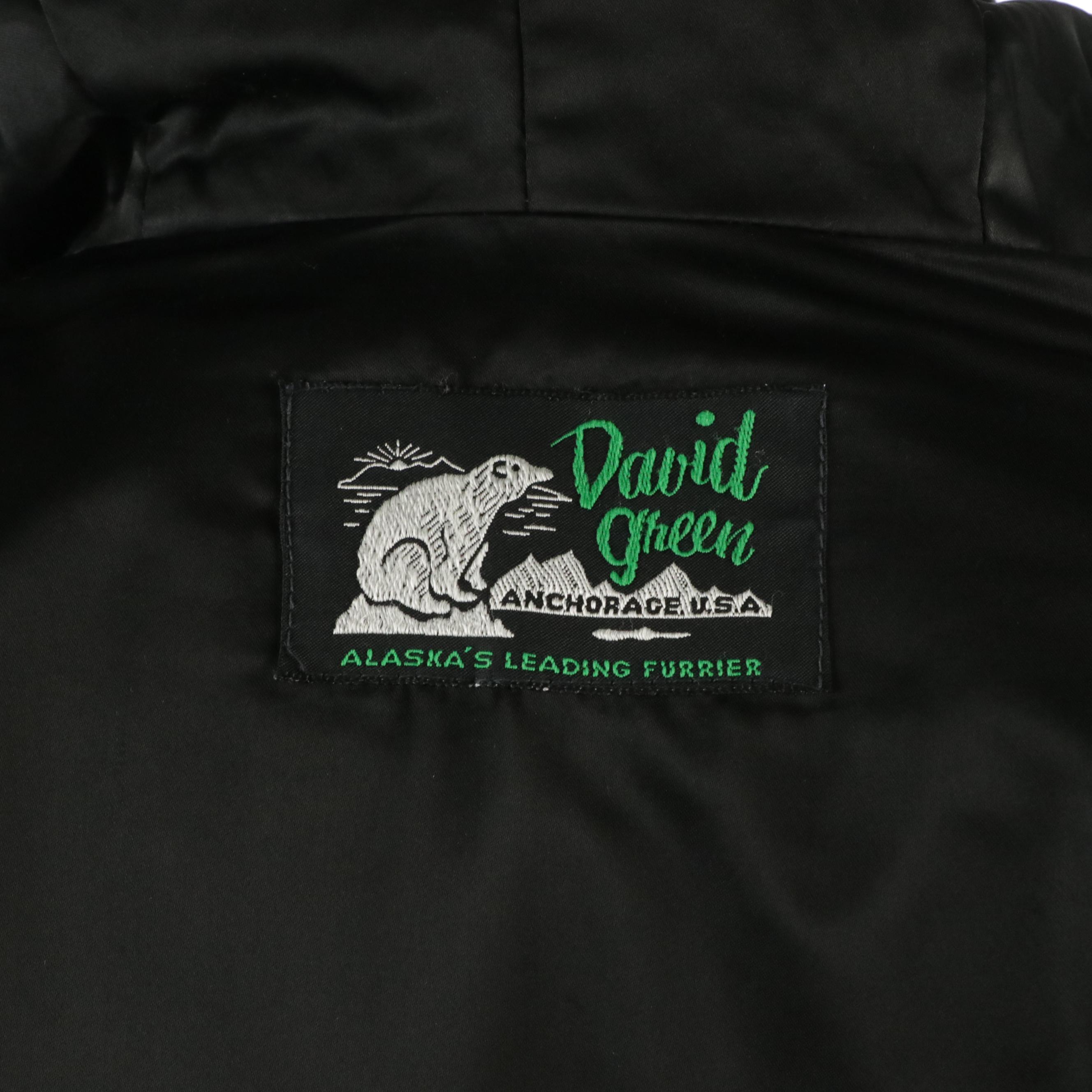 David Green Alaska Mink Fur Hooded Parka with Arctic Fox Fur and Calf Hair Trim