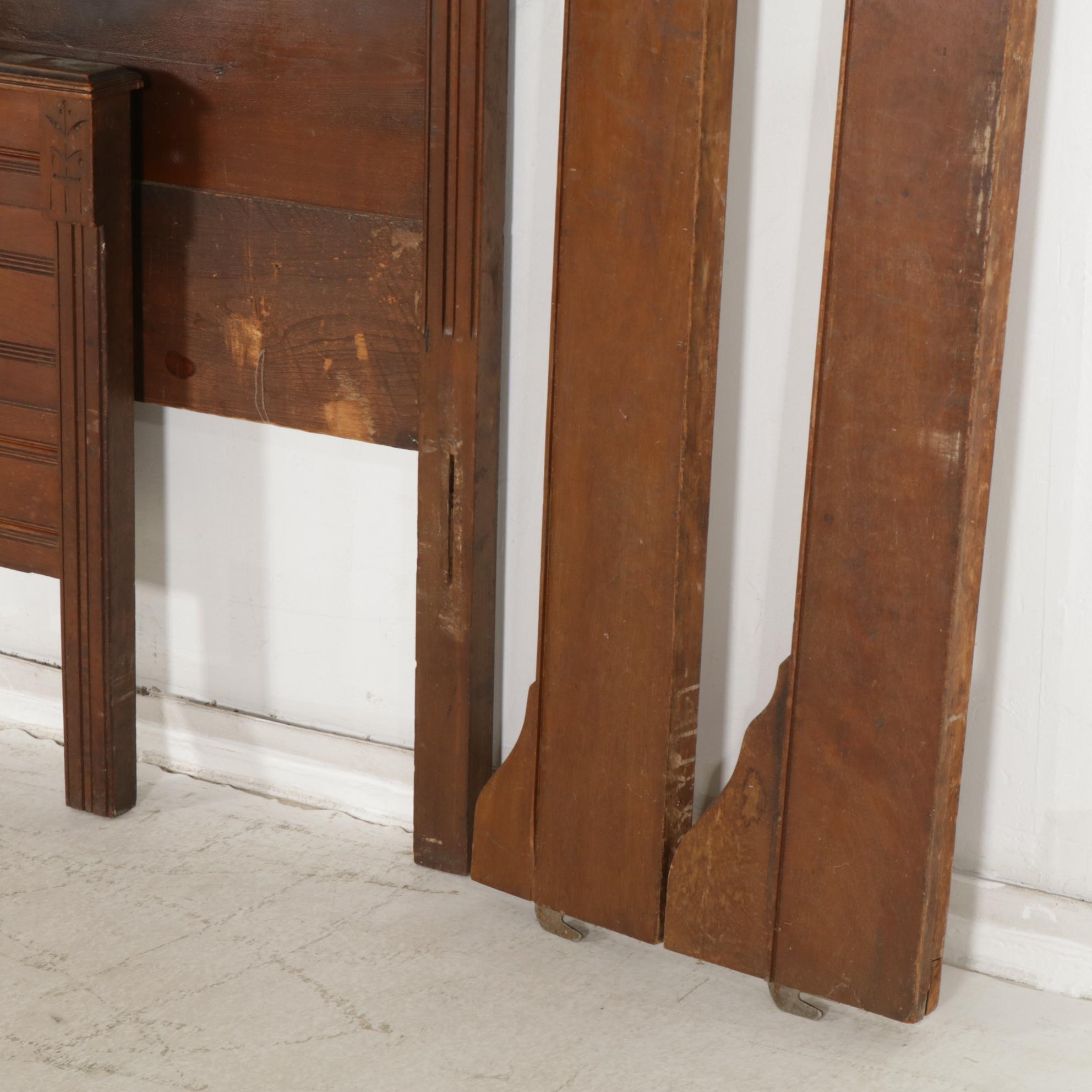 Eastlake Style Carved Walnut  Full Size Bed Frame, Early 20th Century