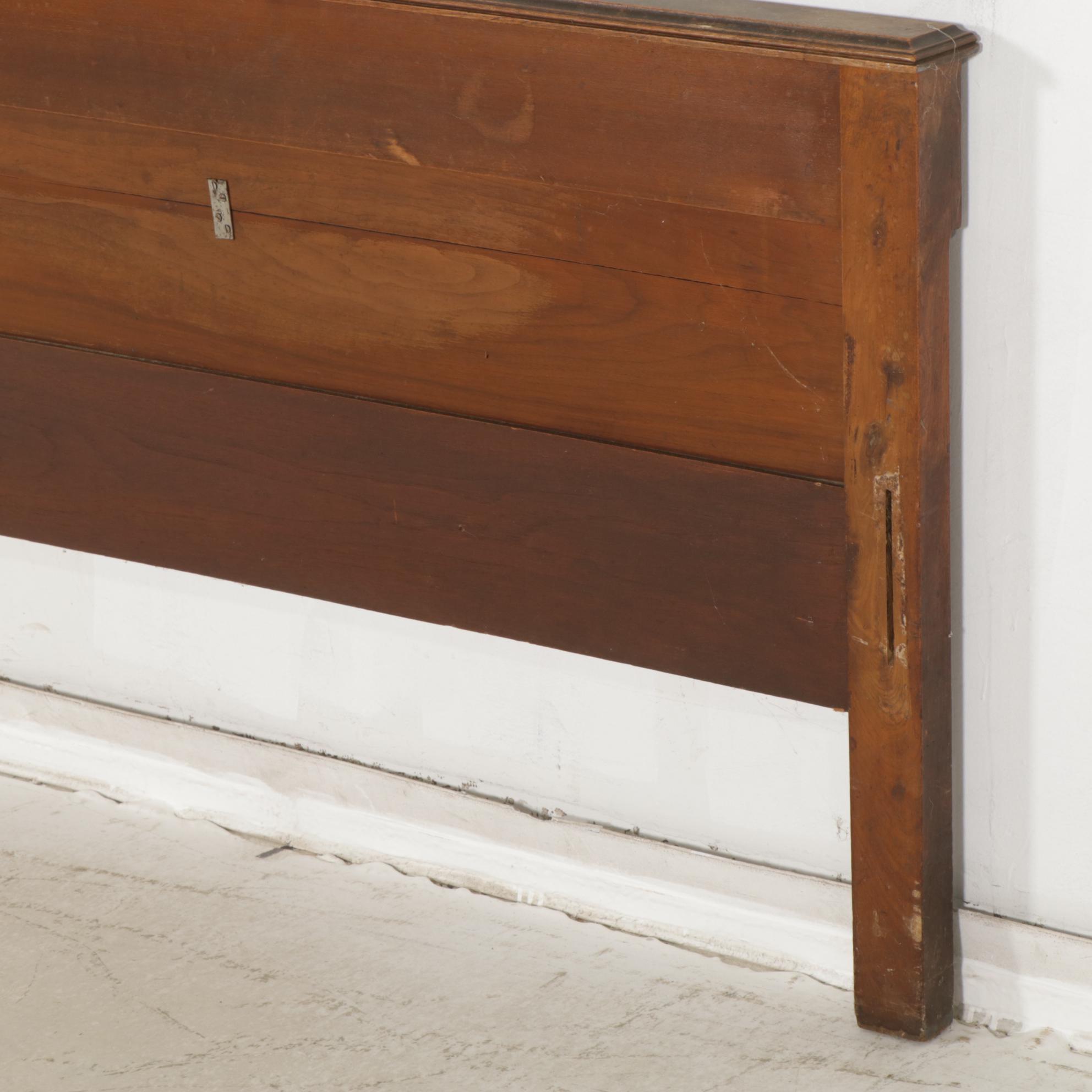 Eastlake Style Carved Walnut  Full Size Bed Frame, Early 20th Century