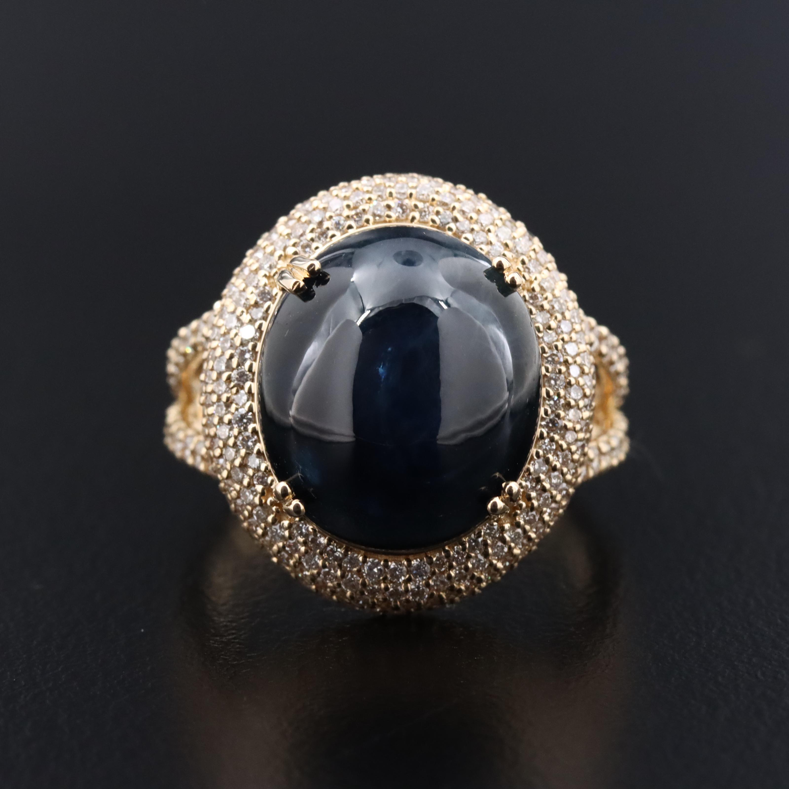 14K 11.06 CT Sapphire and Diamond Ring with IGI Report
