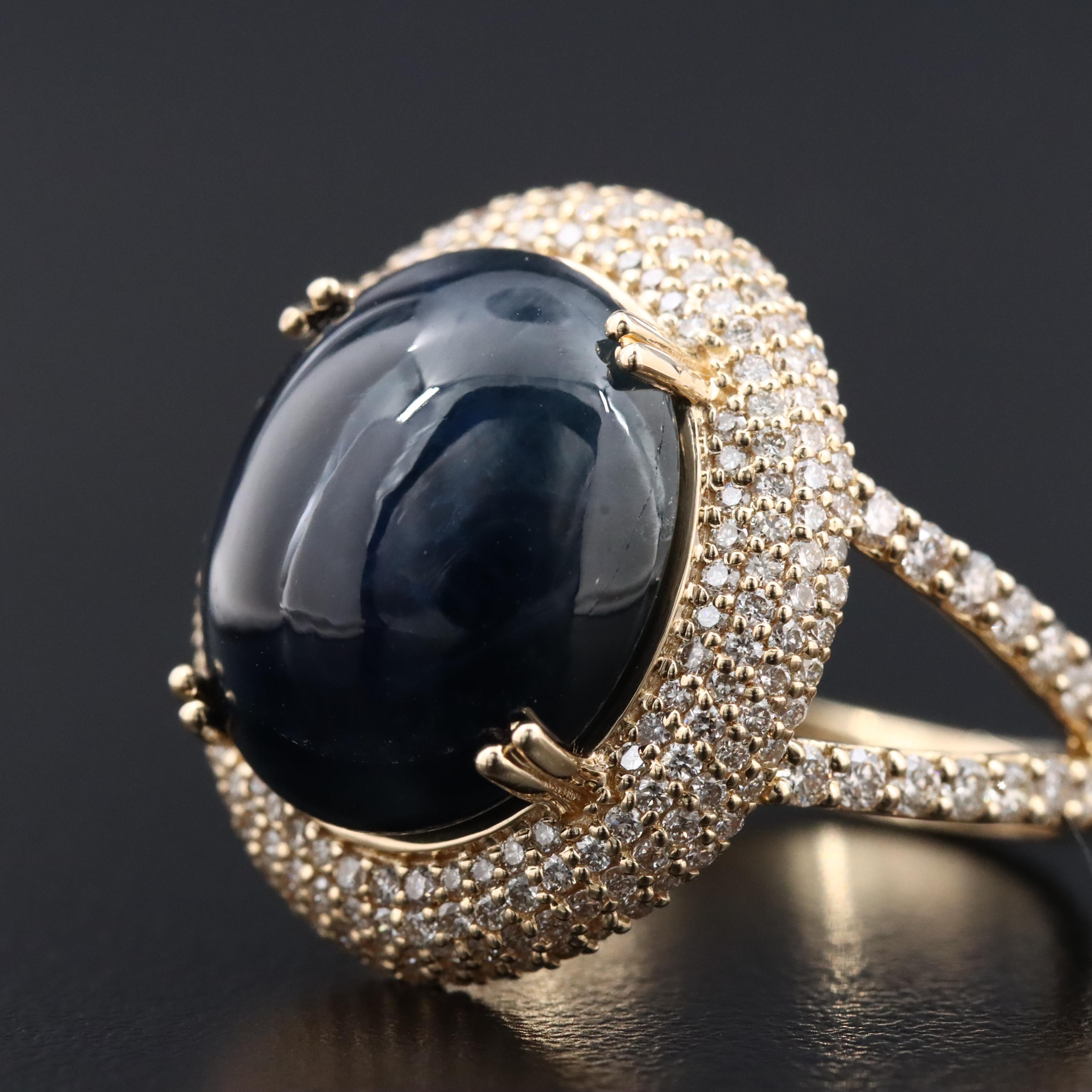 14K 11.06 CT Sapphire and Diamond Ring with IGI Report