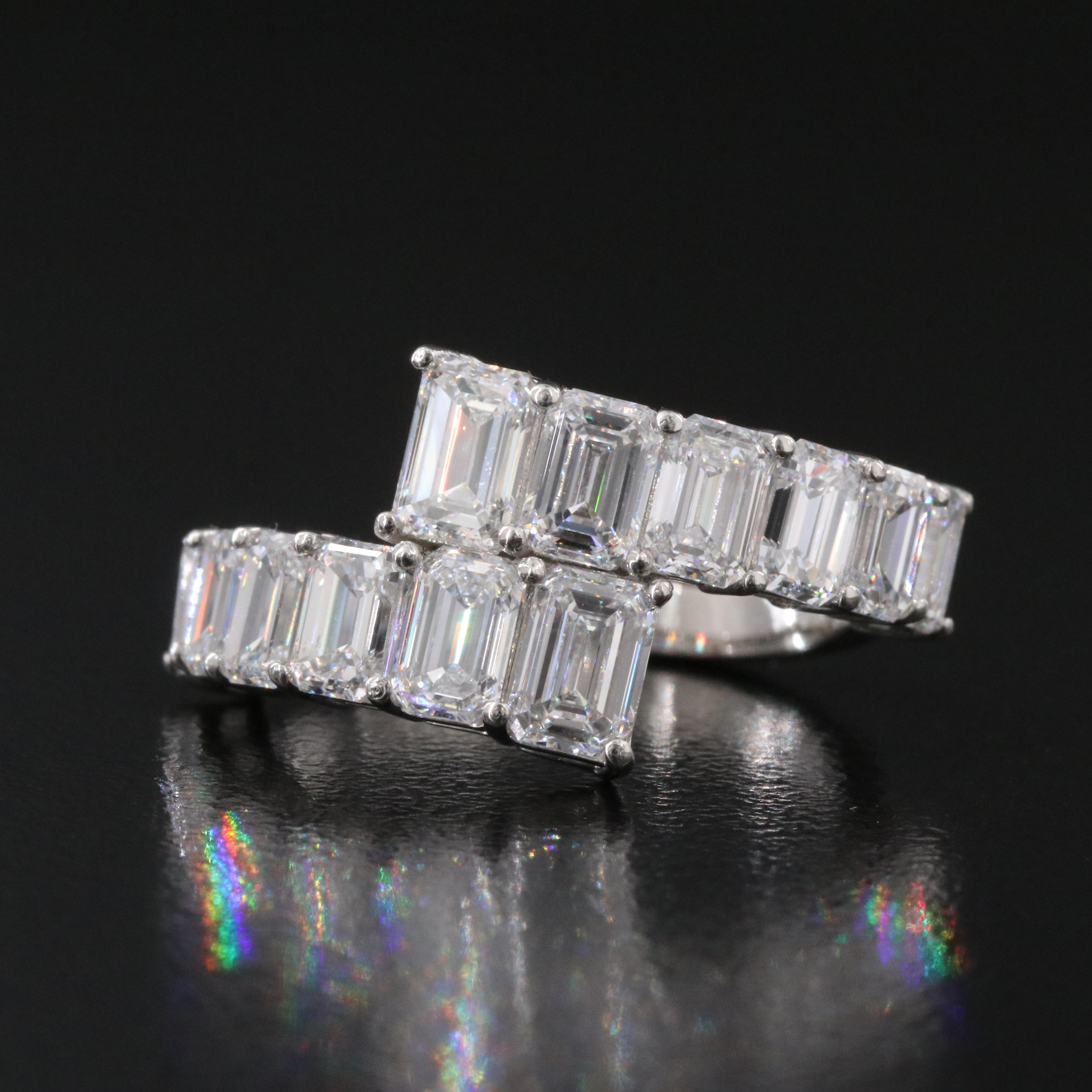 Platinum 3.97 CTW Lab Grown Diamond Graduated Bypass Ring