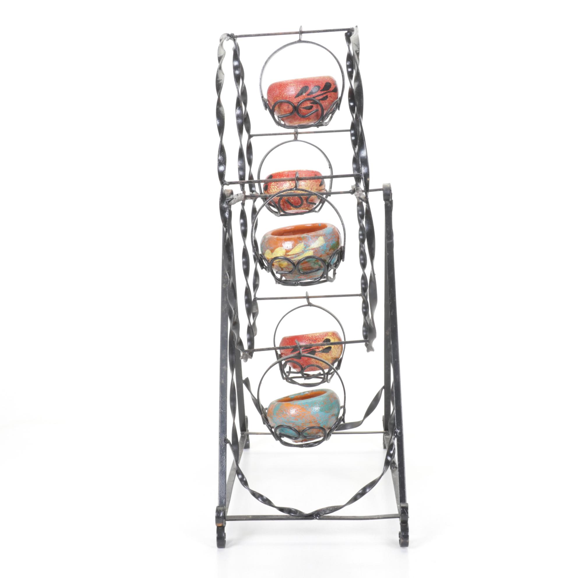 Twisted Metal Ferris Wheel with Hand-Crafted Terracotta Planters