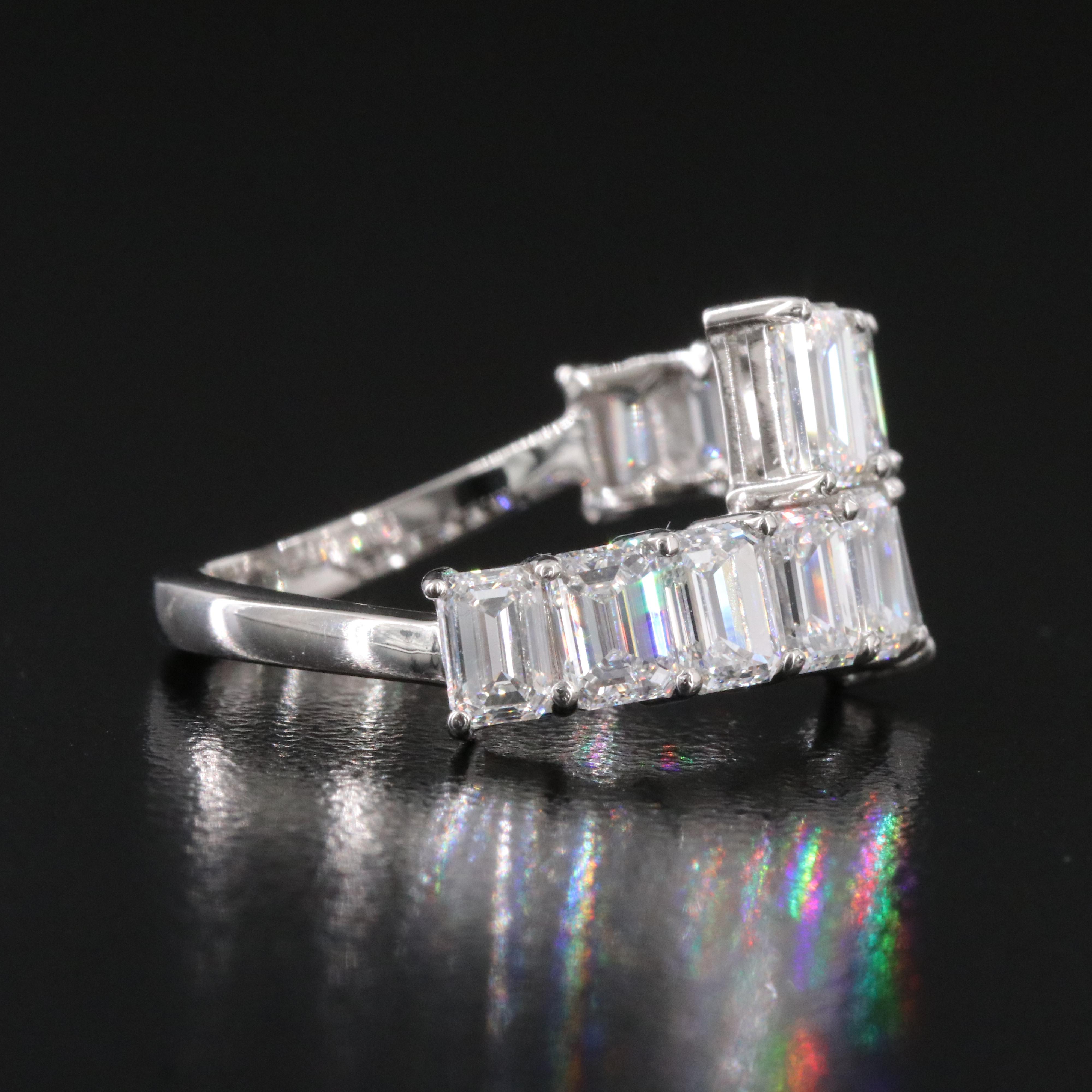 Platinum 3.97 CTW Lab Grown Diamond Graduated Bypass Ring