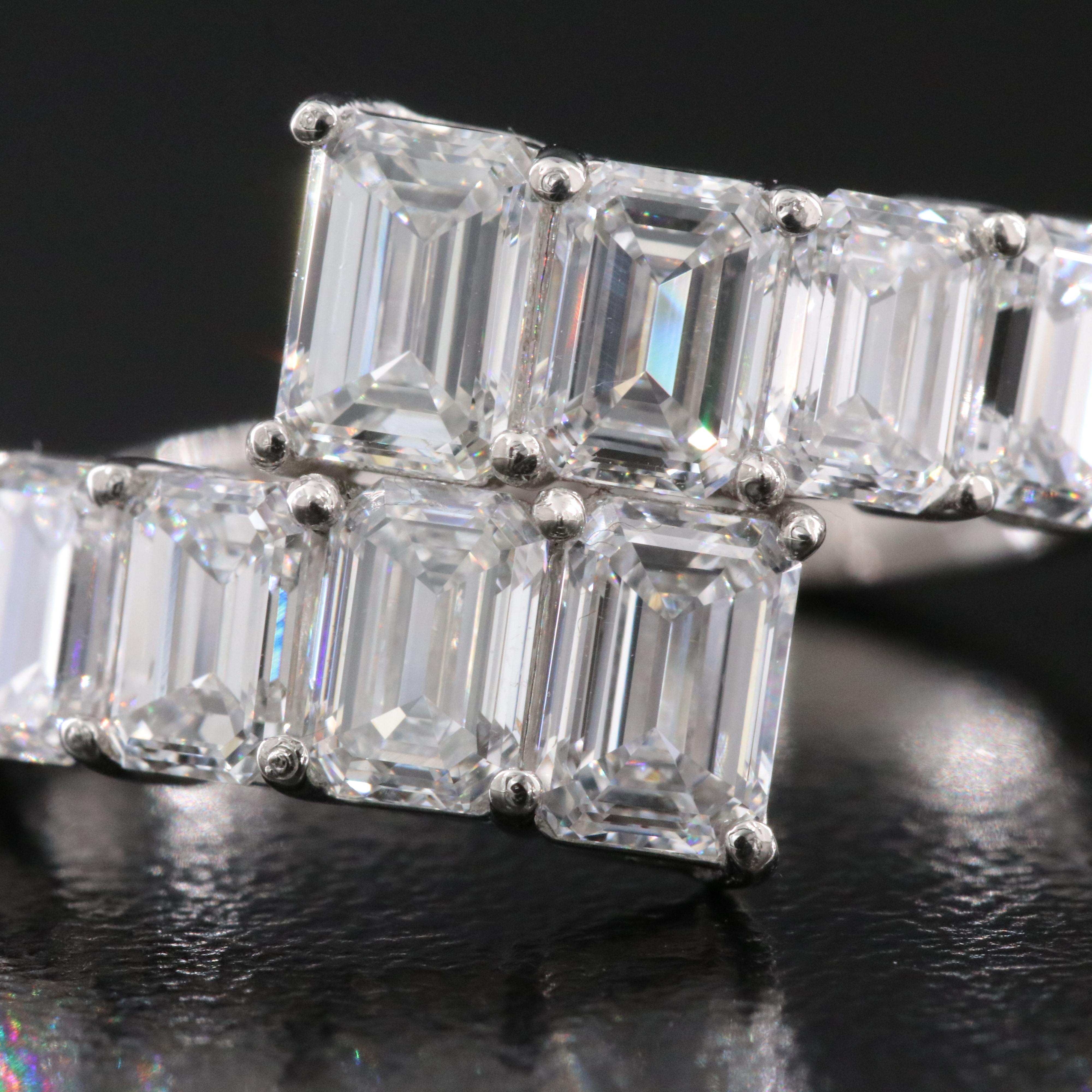 Platinum 3.97 CTW Lab Grown Diamond Graduated Bypass Ring