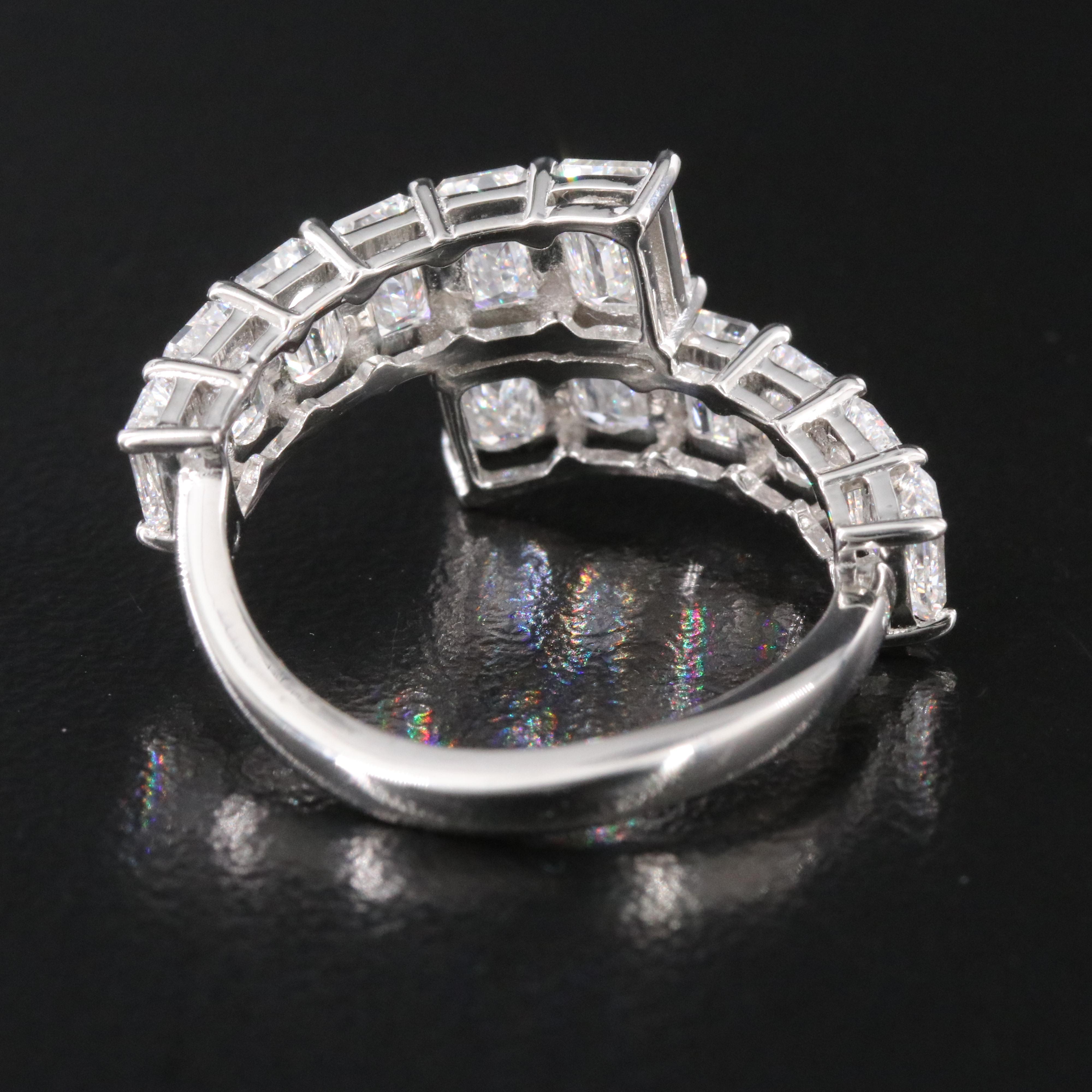 Platinum 3.97 CTW Lab Grown Diamond Graduated Bypass Ring