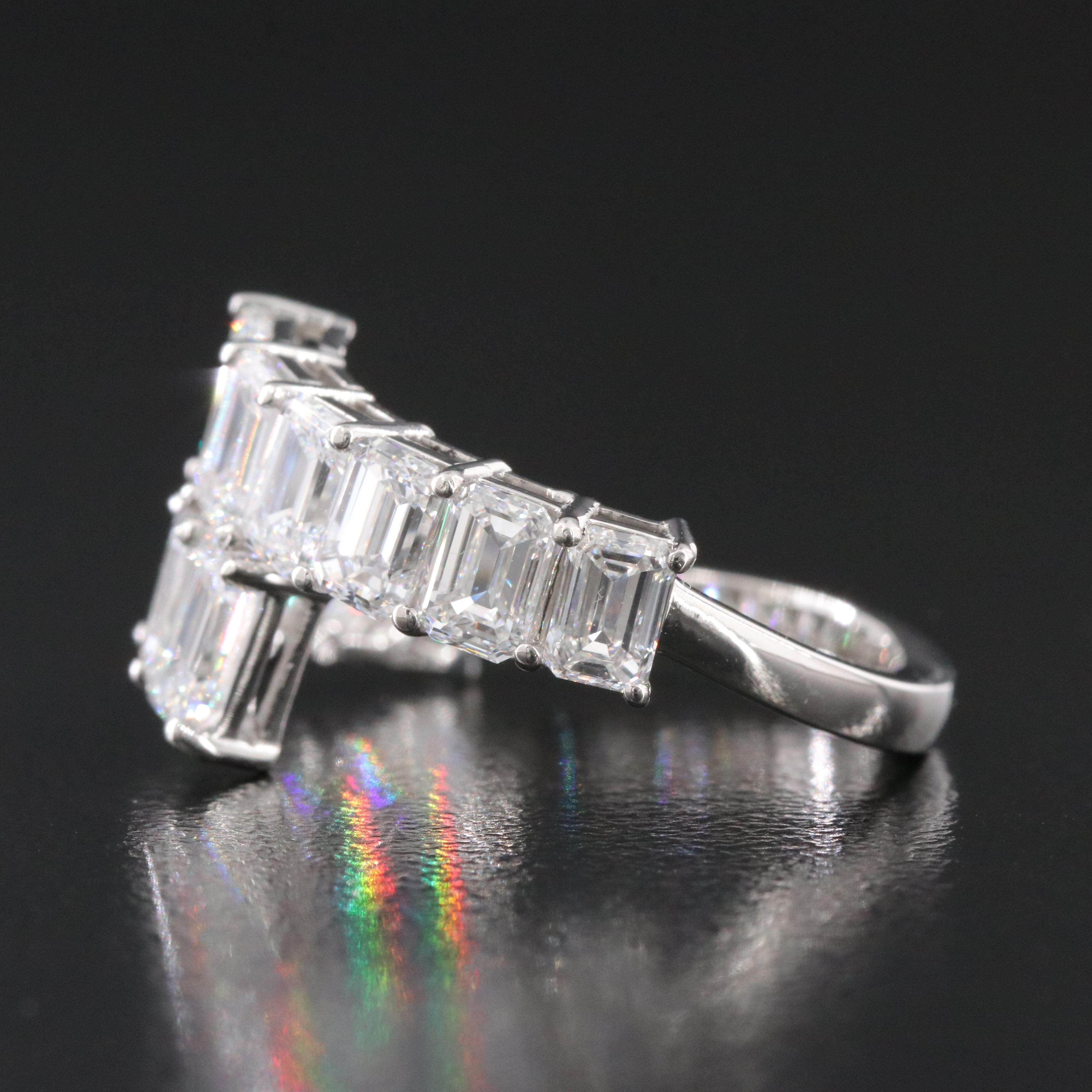 Platinum 3.97 CTW Lab Grown Diamond Graduated Bypass Ring