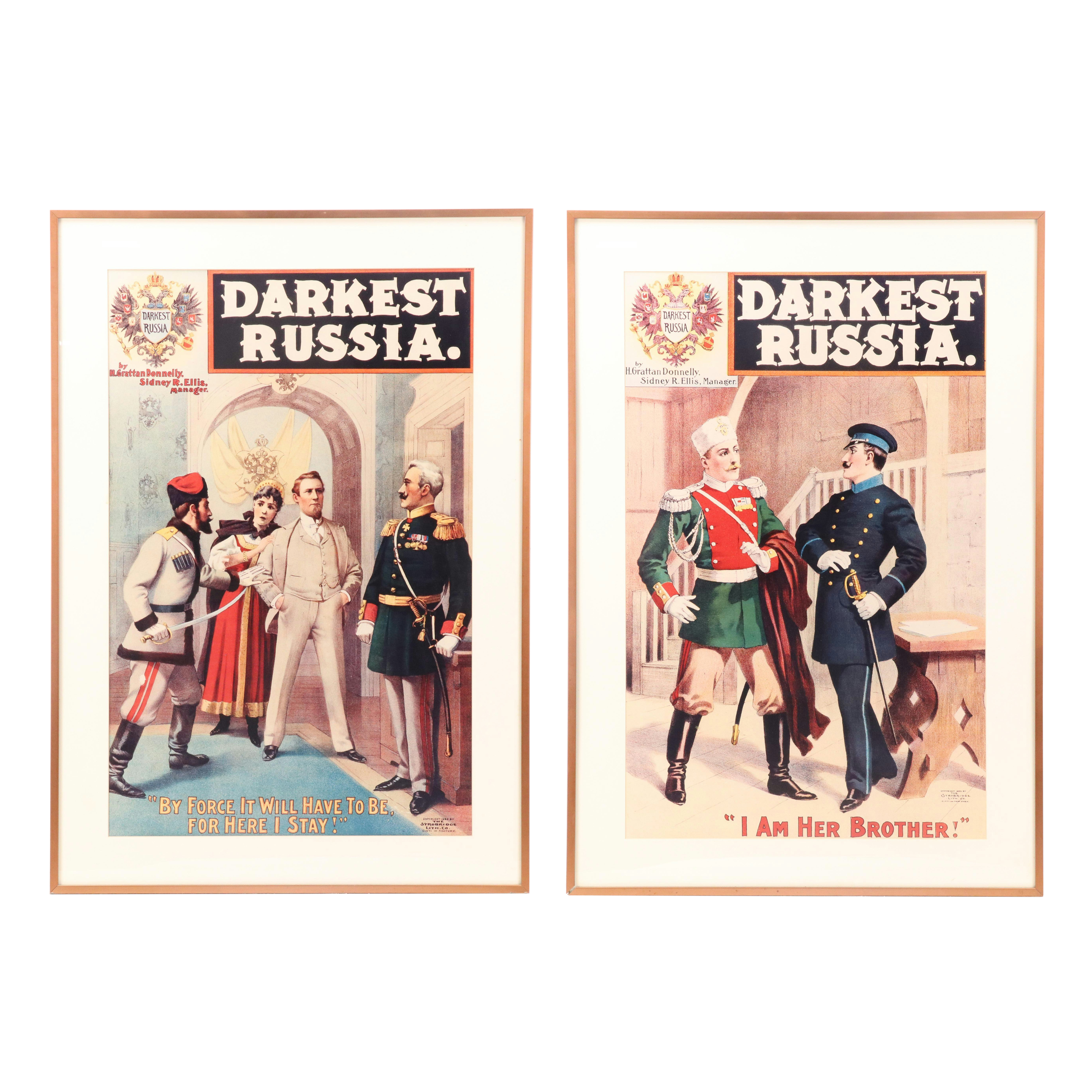 Pair of Photographic Reproduction "Darkest Russia" Theater Posters