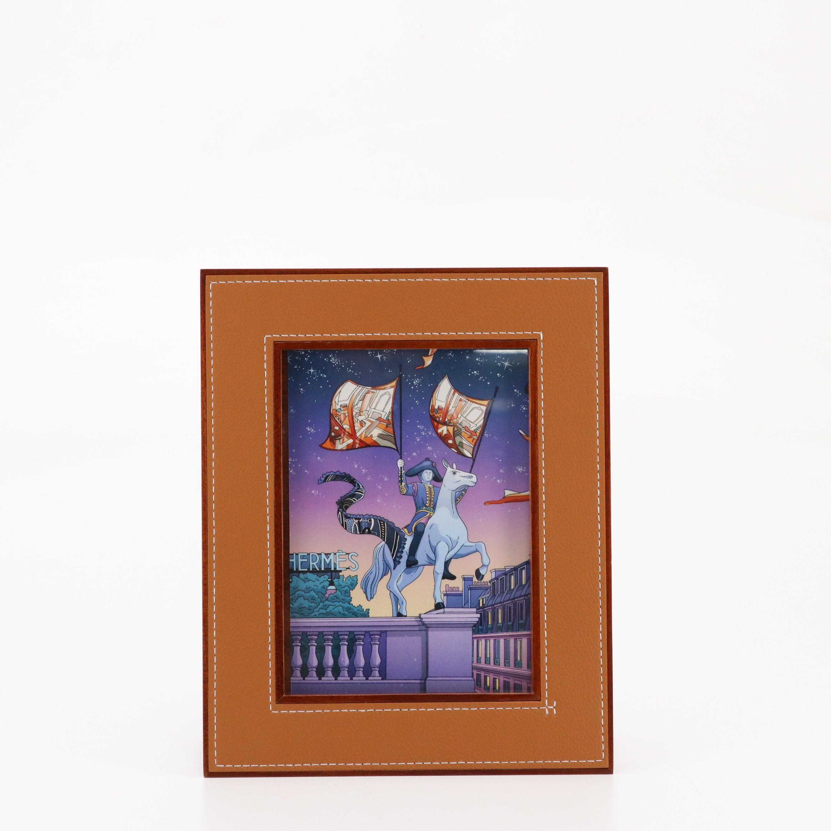 Hermès Pleiade MM Frame in Wood and Saddle-Stitched Taurillon H Leather