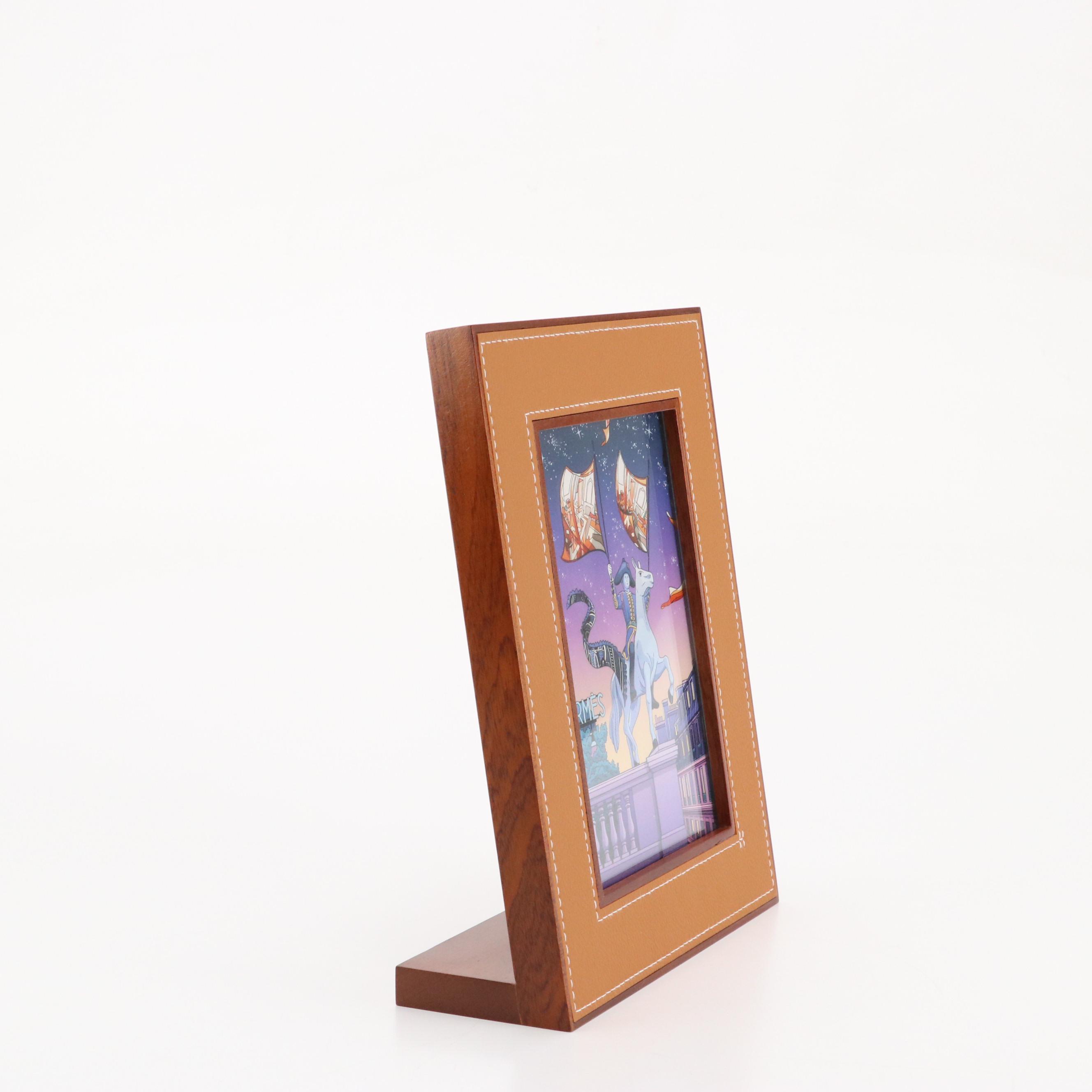 Hermès Pleiade MM Frame in Wood and Saddle-Stitched Taurillon H Leather