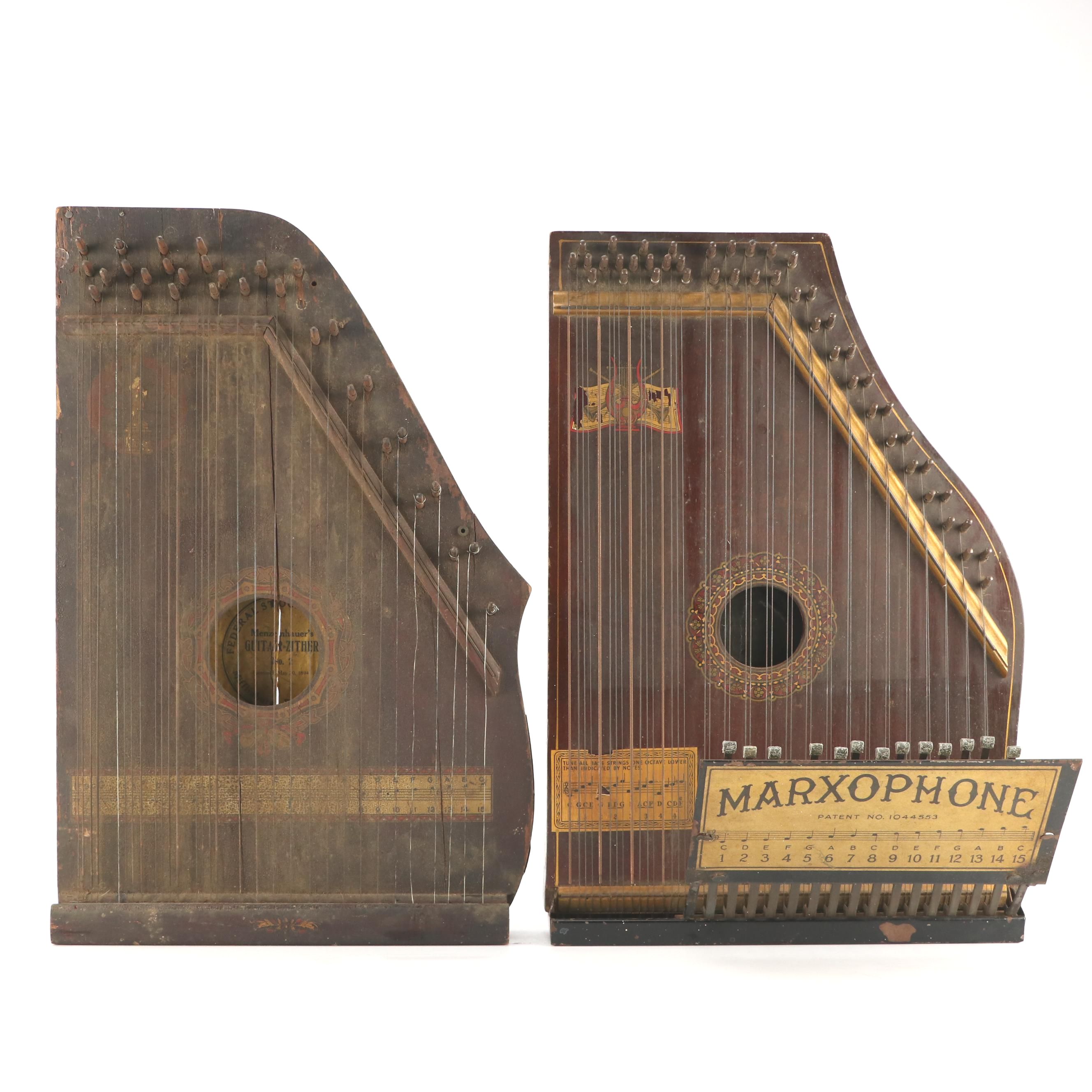 Marxophone Fretless Mandolin Zithers, Early 20th Century