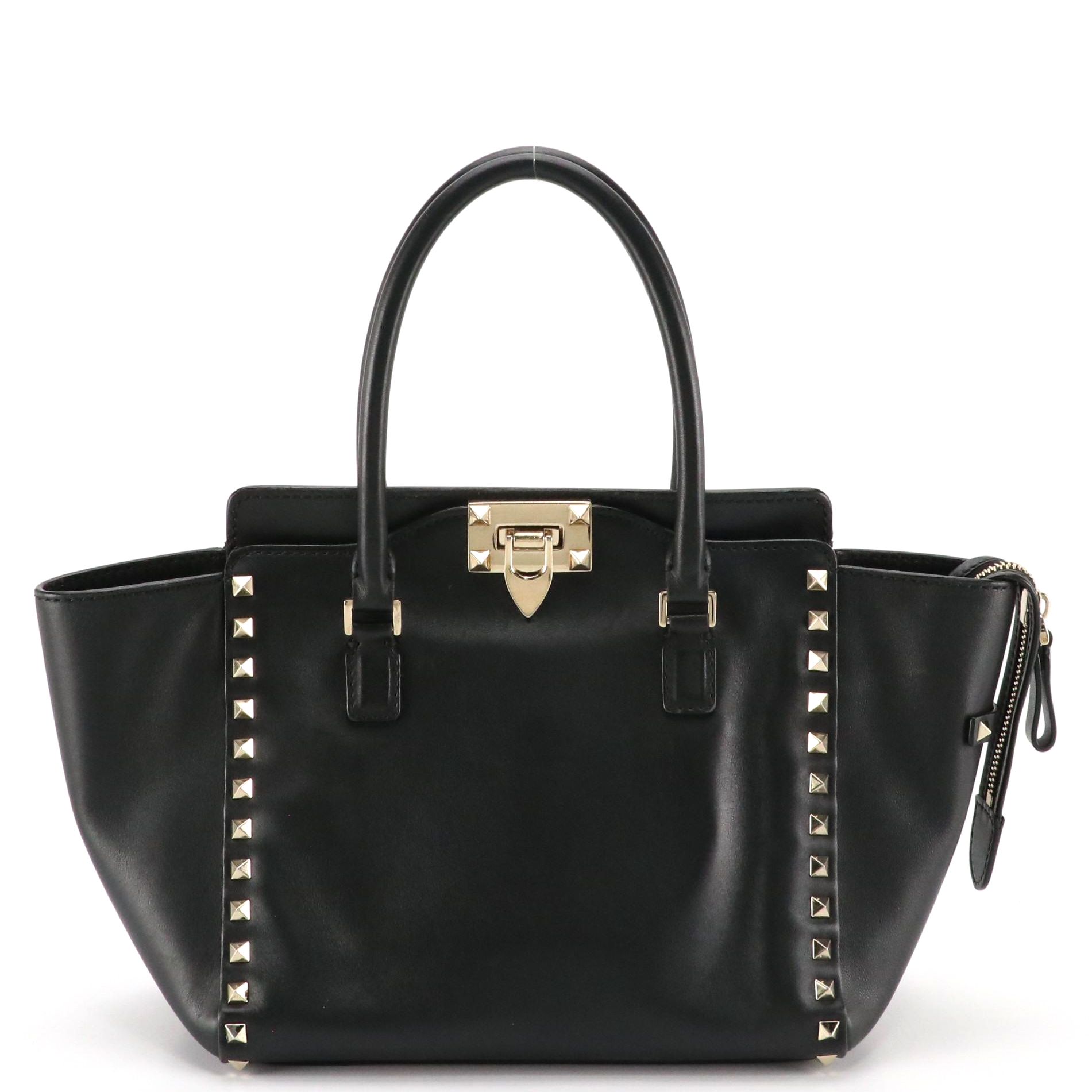 Valentino Garavani Rockstud Black Leather Two-Way Tote
