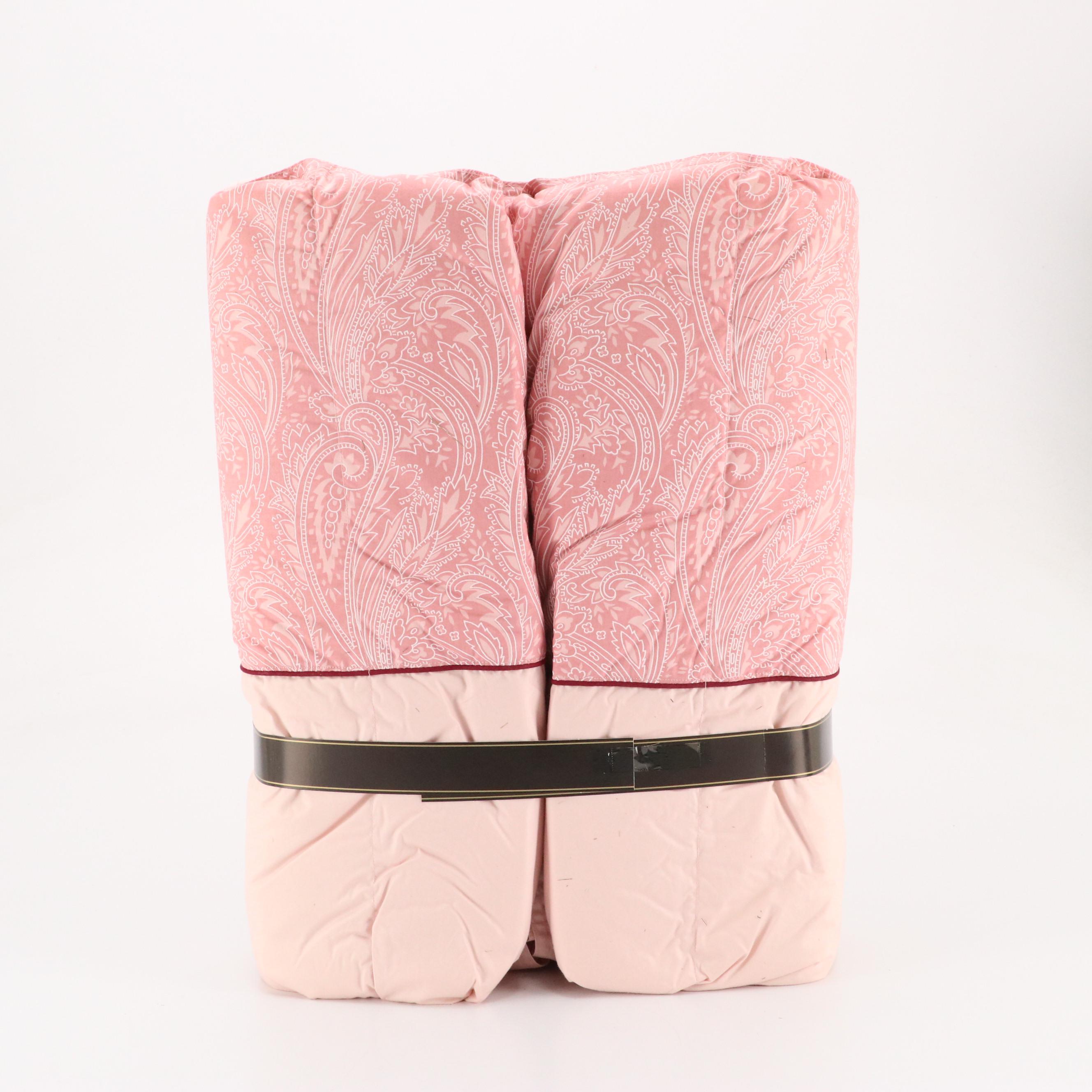 Yves Saint Laurent Pink Paisley Cotton Down Coverlet in Box