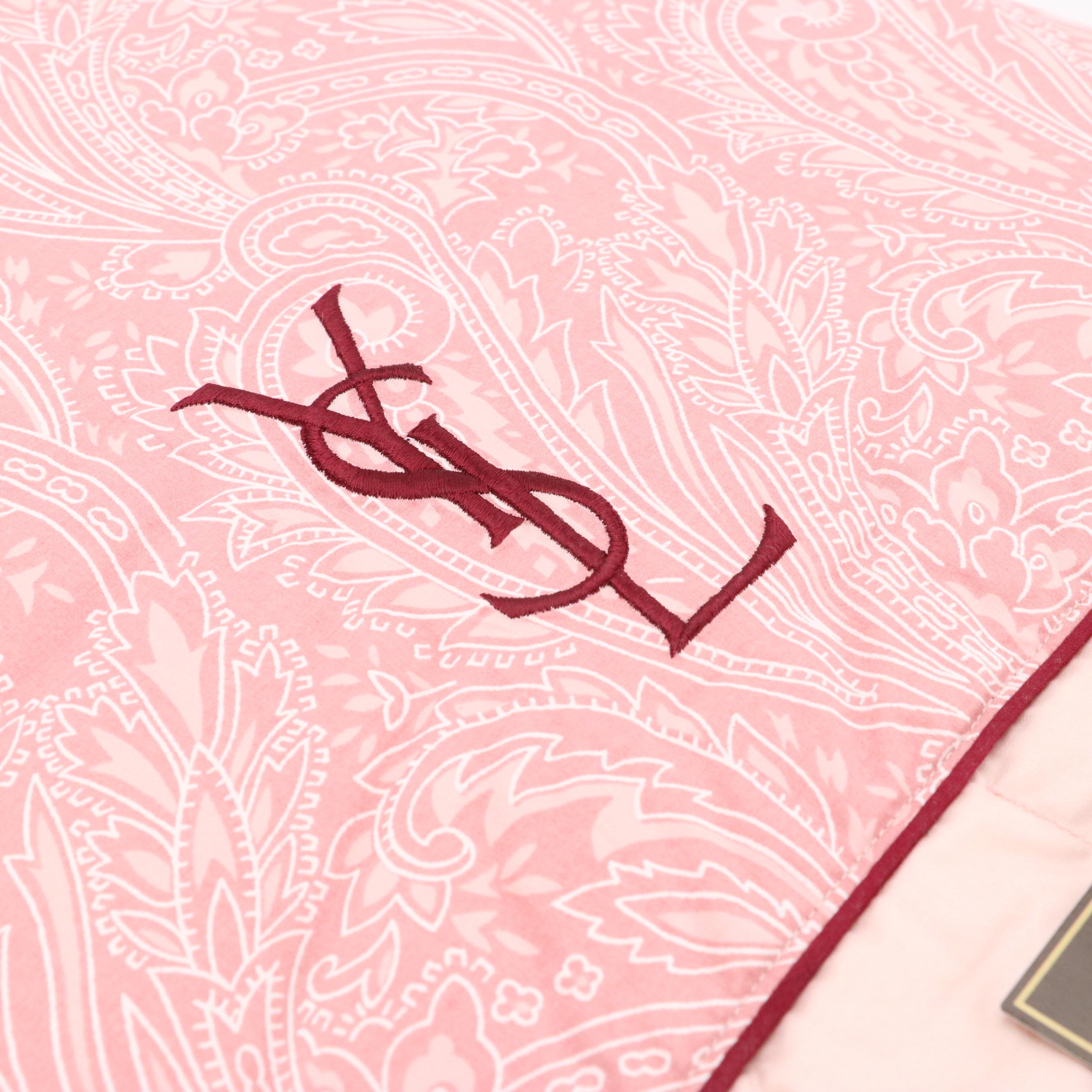 Yves Saint Laurent Pink Paisley Cotton Down Coverlet in Box