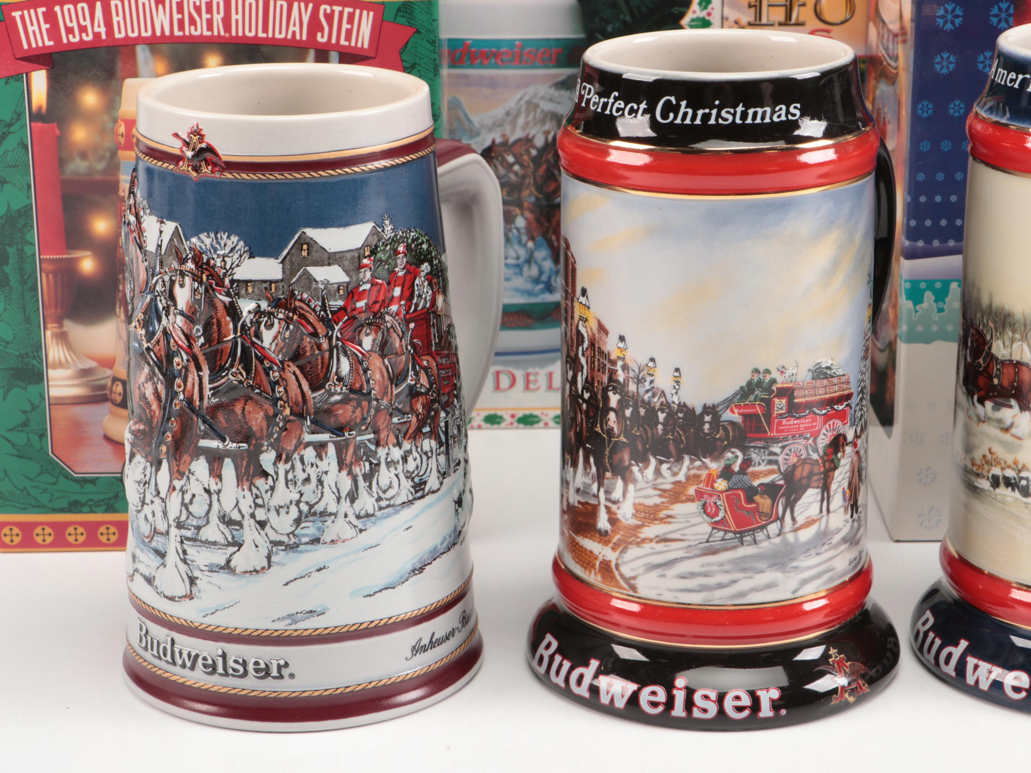 Novelty Christmas Budweiser Steins