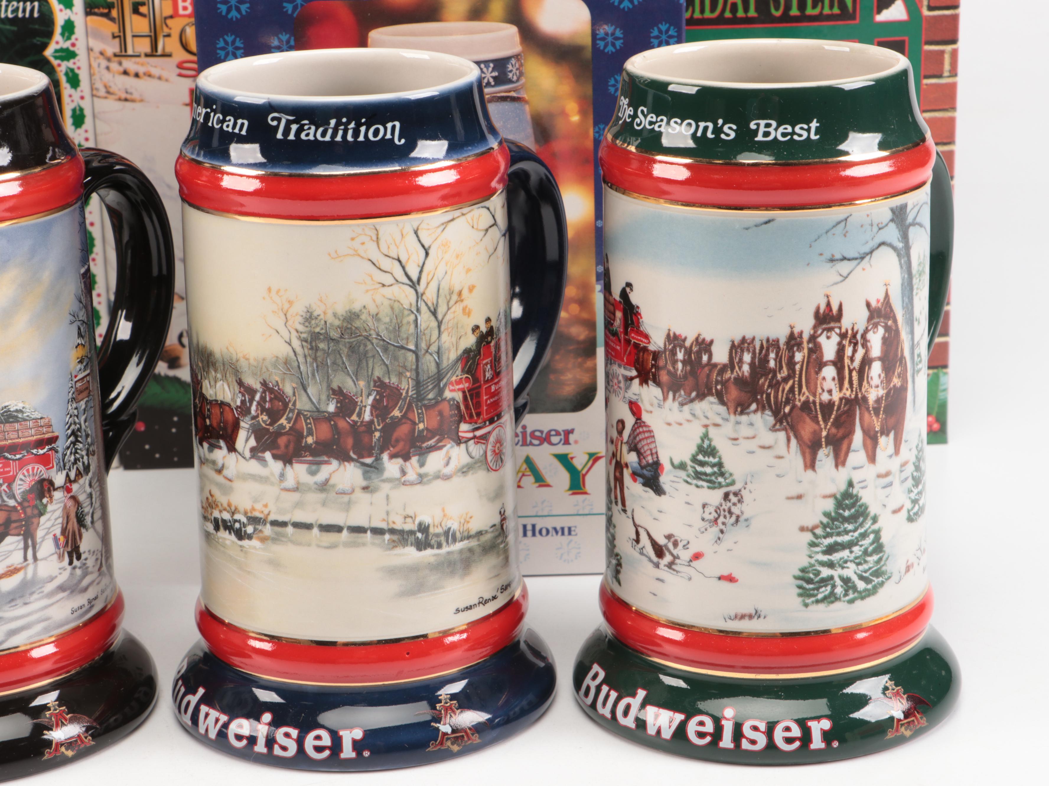Novelty Christmas Budweiser Steins