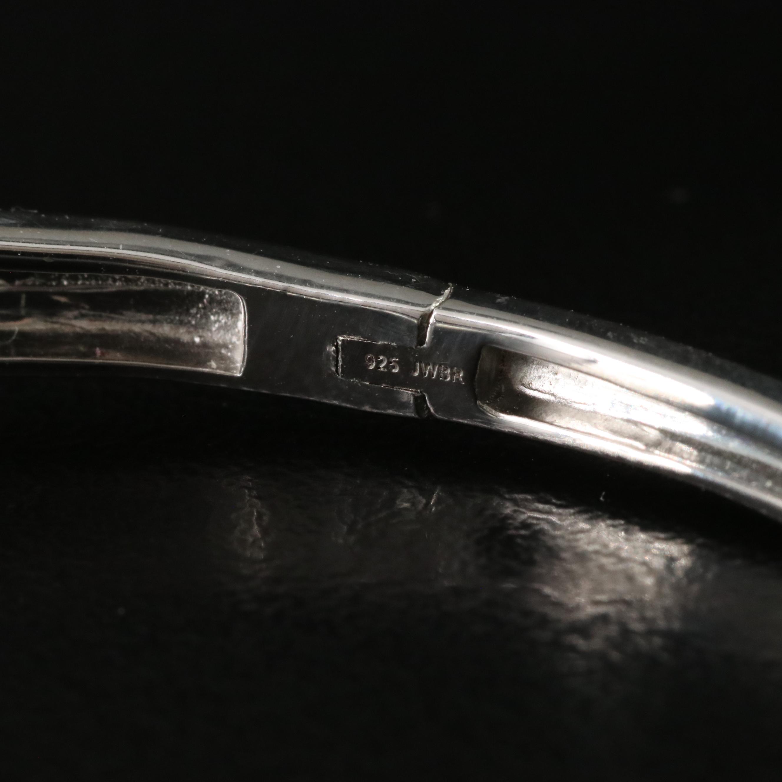 Sterling Diamond Heart Knot Hinged Bangle Bracelet