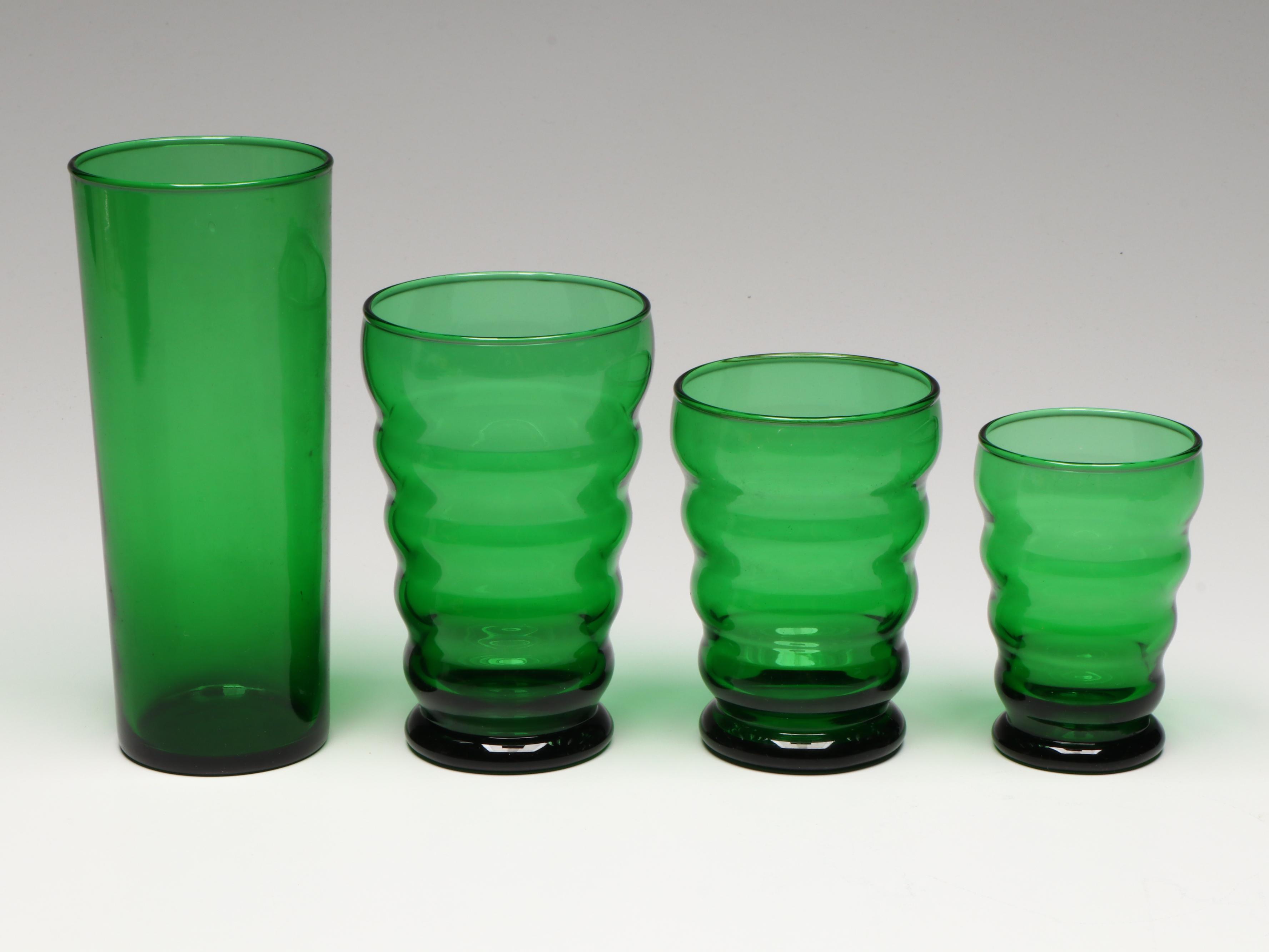 Anchor Hocking "Charm" Forest Green Glass Dinnerware, Serveware and More, 1950s