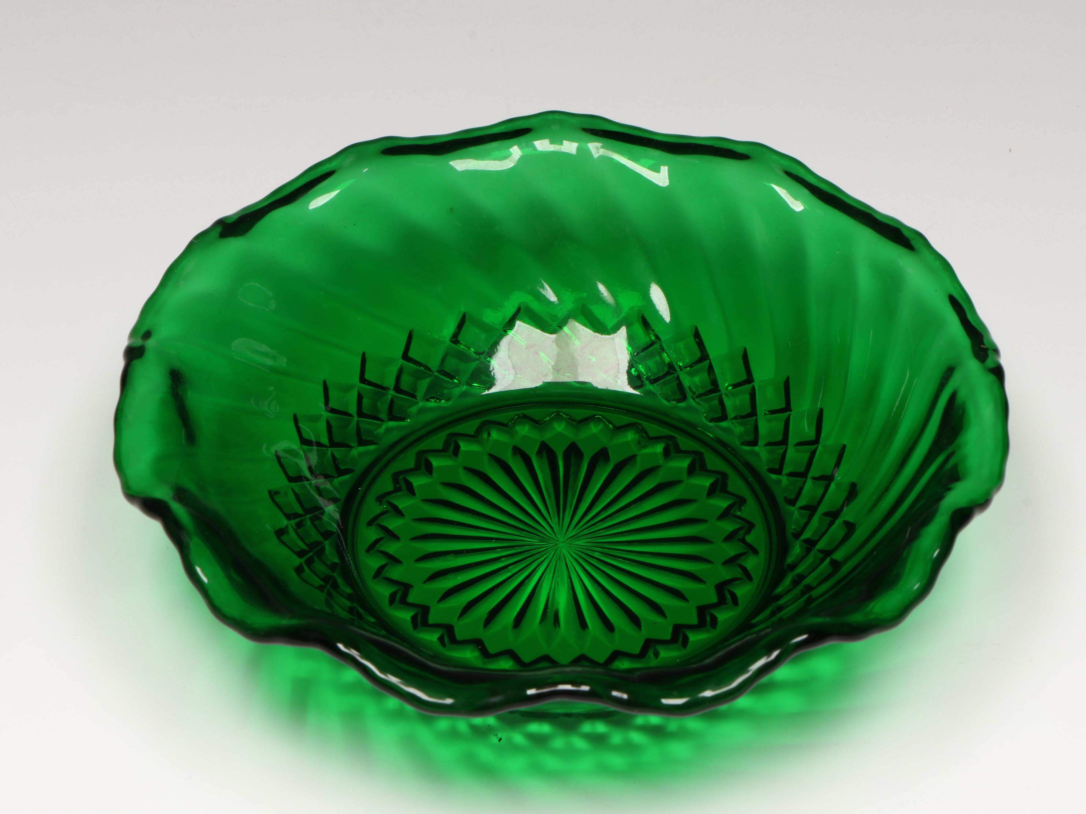 Anchor Hocking "Charm" Forest Green Glass Dinnerware, Serveware and More, 1950s