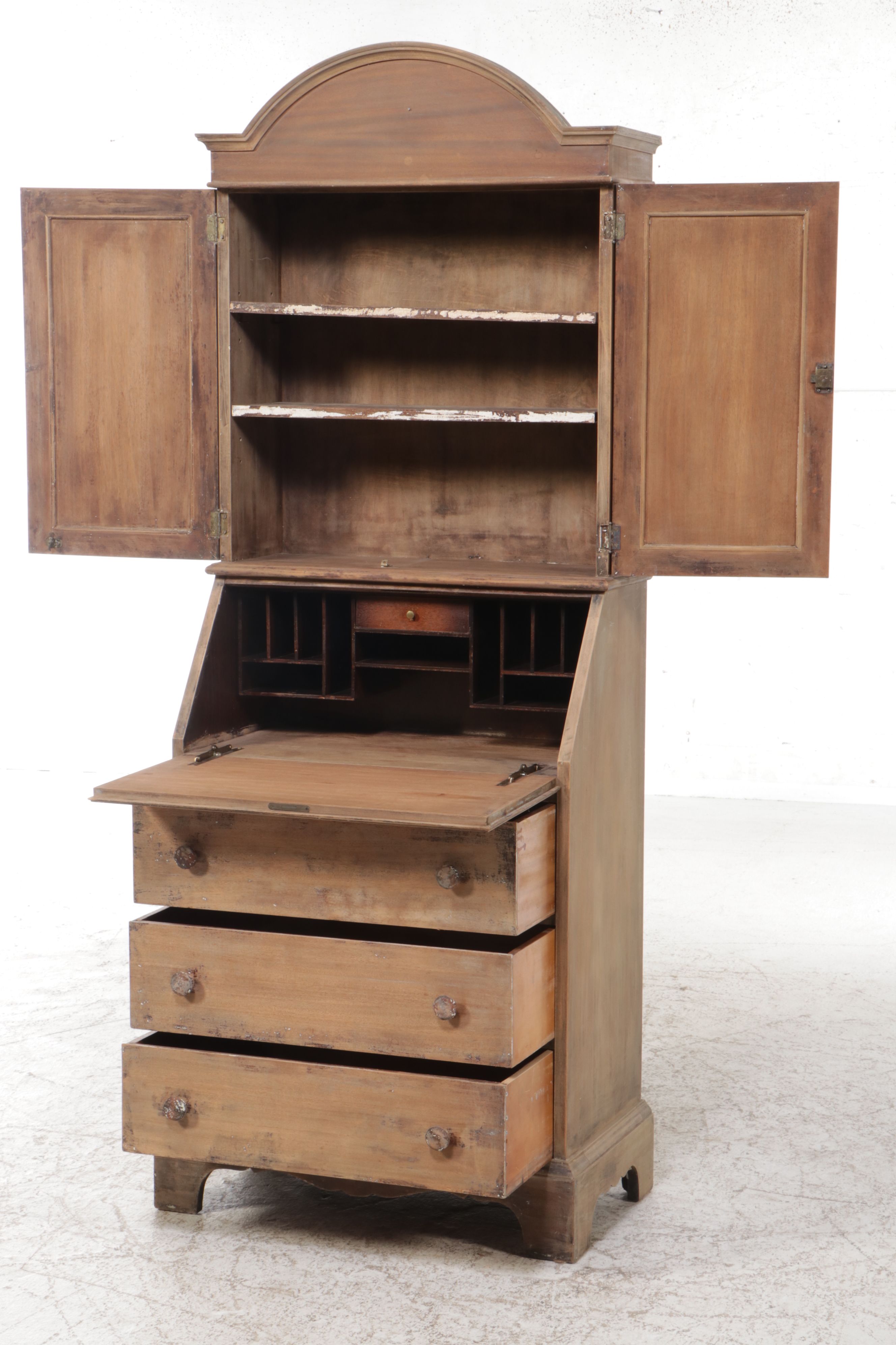 Gustavian Style Bleached Wood Secretary Desk