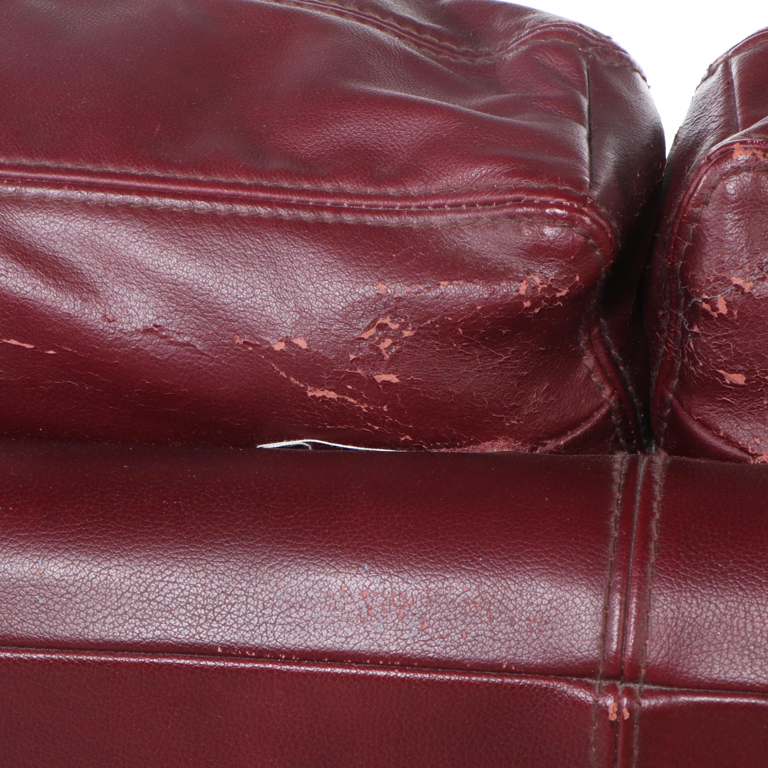 Carved Wood and Leather Sofa