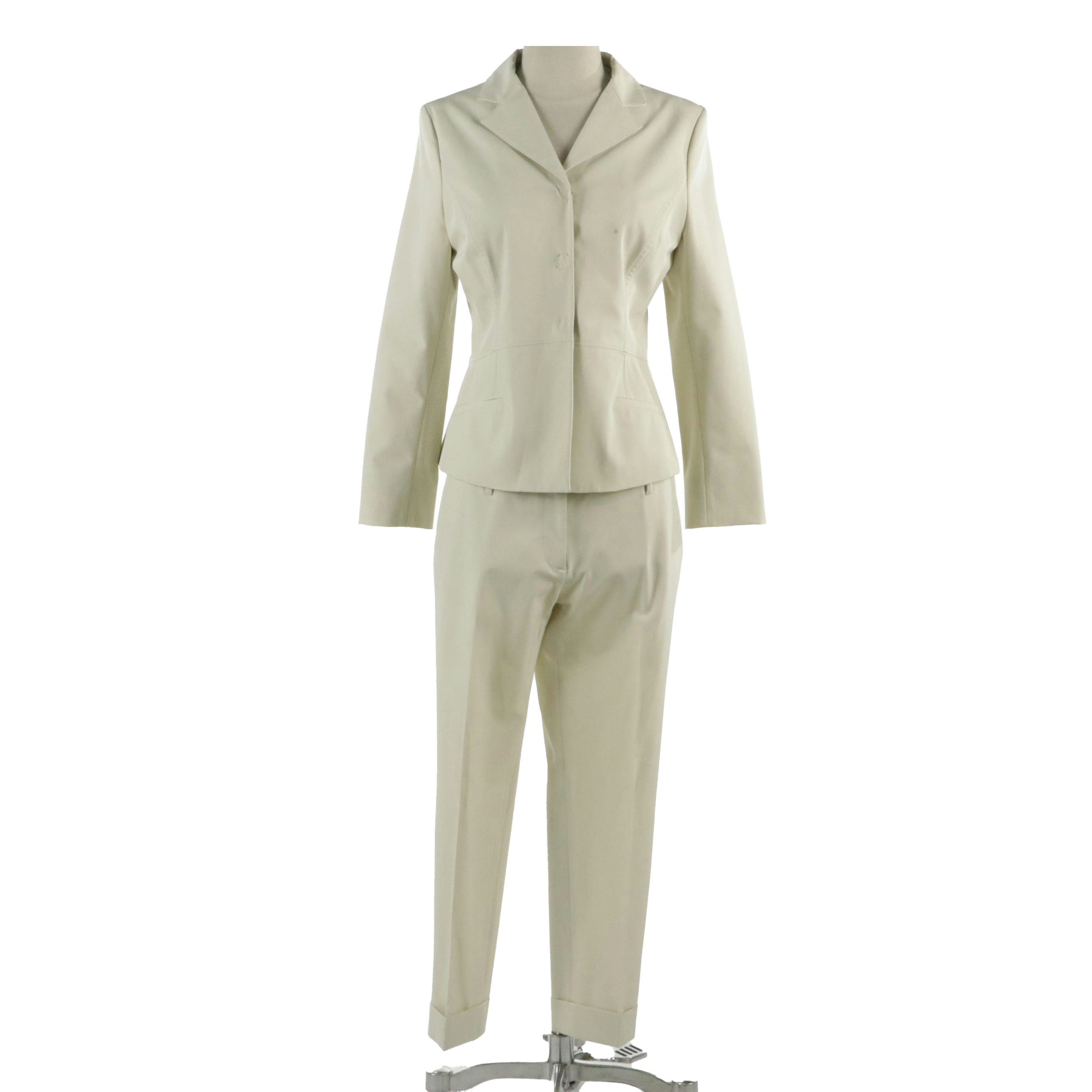 Prada Pantsuit with Snap-Front Jacket and Flat-Front Cuffed Trousers