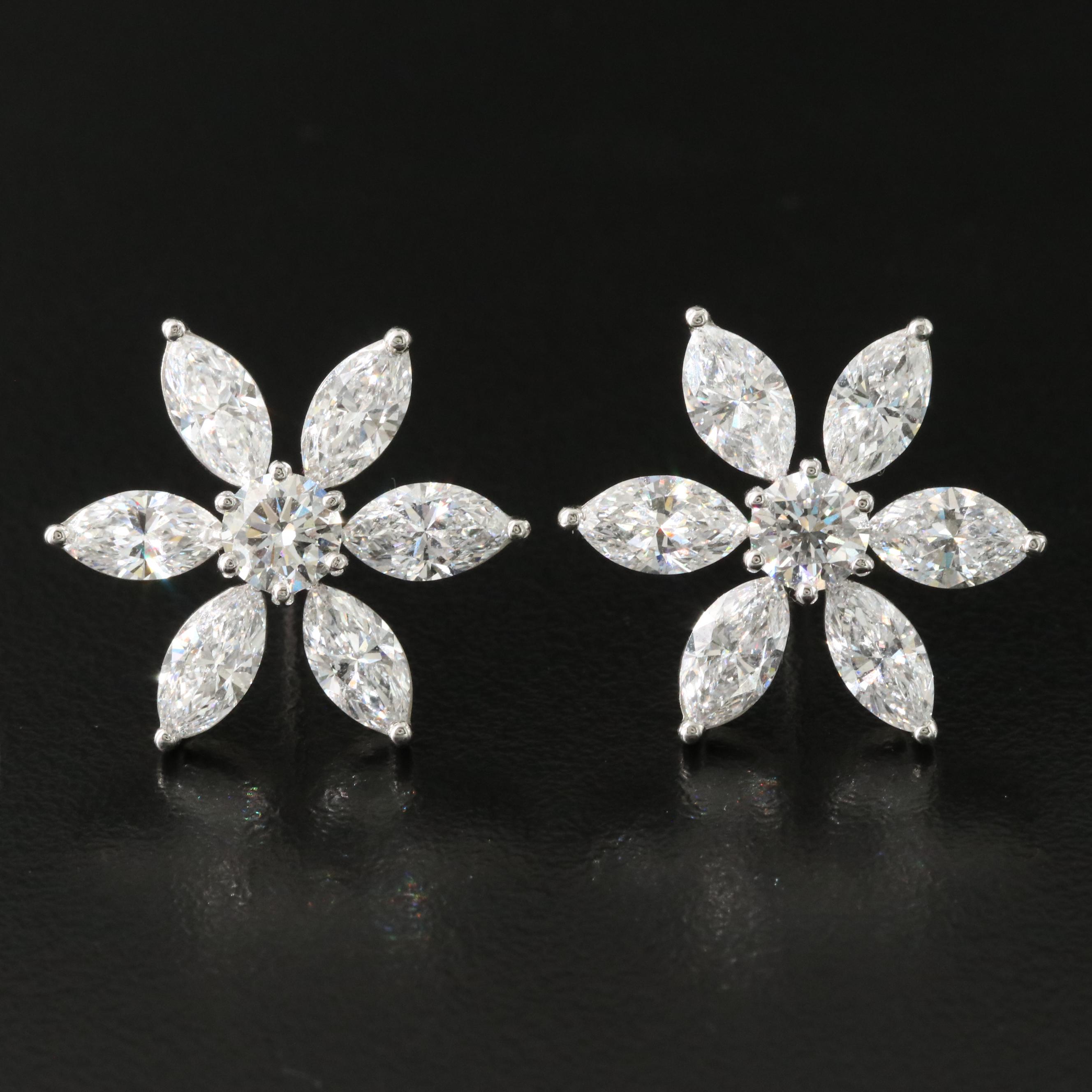 Platinum 7.00 CTW Lab Grown Diamond Flower Earrings