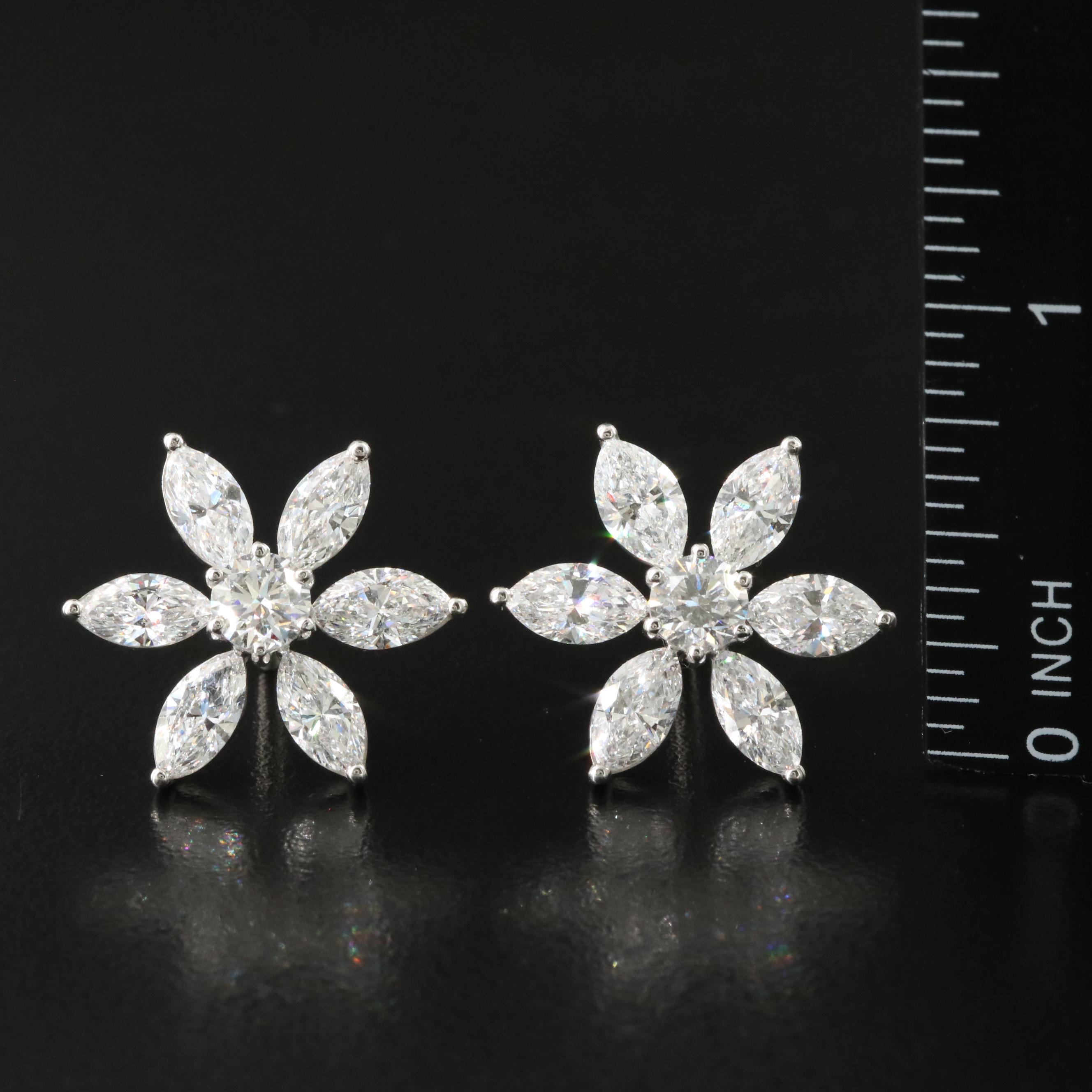 Platinum 7.00 CTW Lab Grown Diamond Flower Earrings