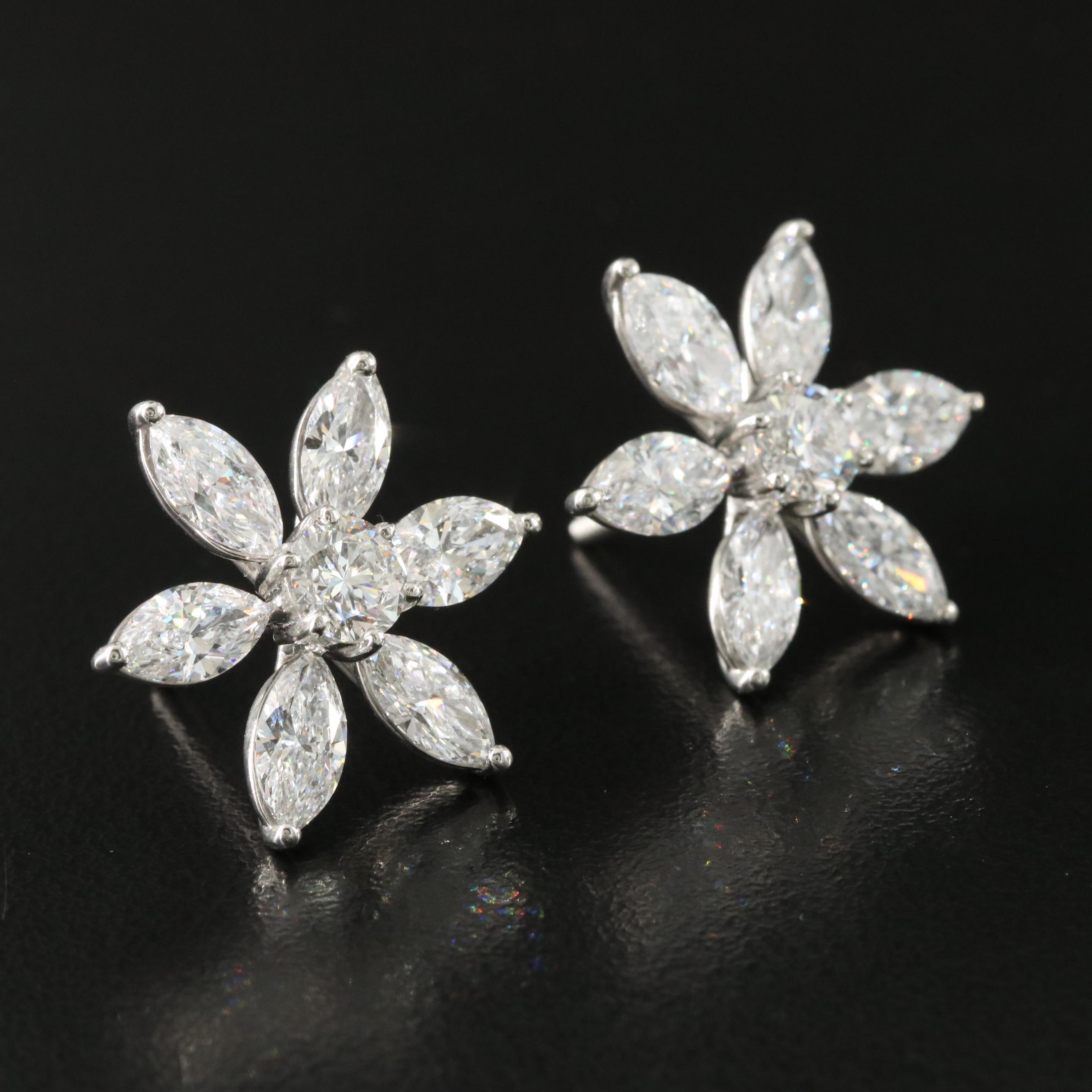 Platinum 7.00 CTW Lab Grown Diamond Flower Earrings