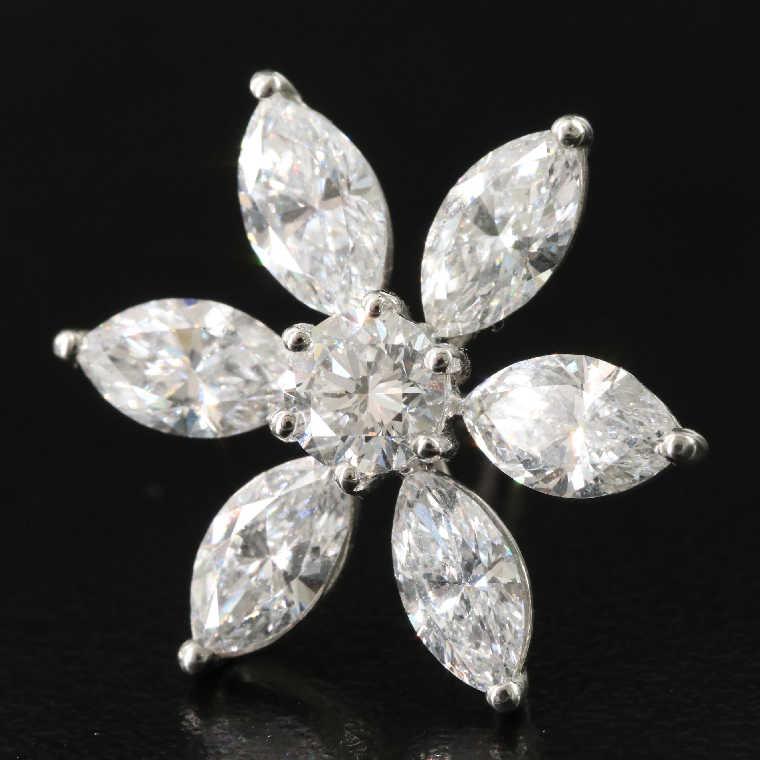 Platinum 7.00 CTW Lab Grown Diamond Flower Earrings