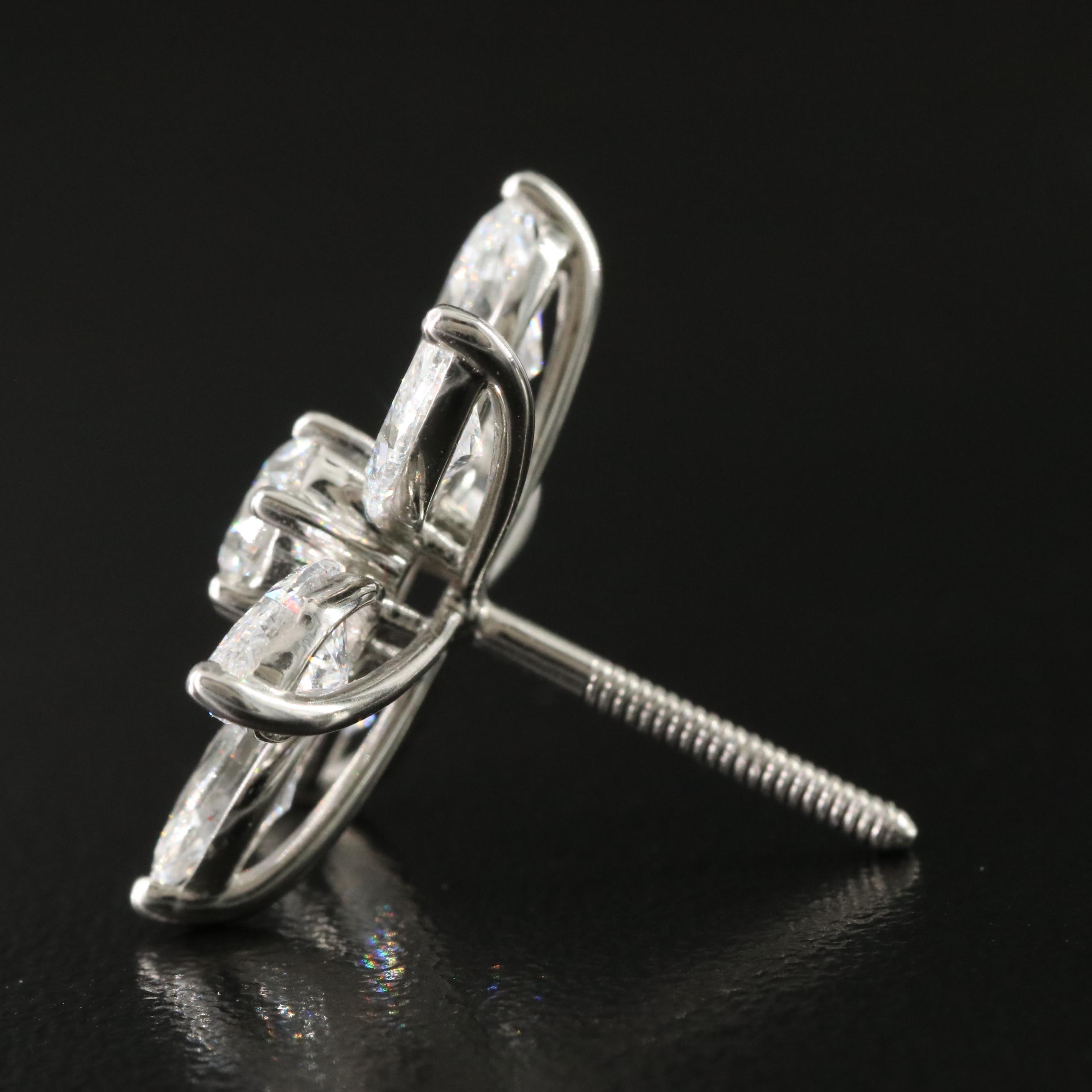 Platinum 7.00 CTW Lab Grown Diamond Flower Earrings