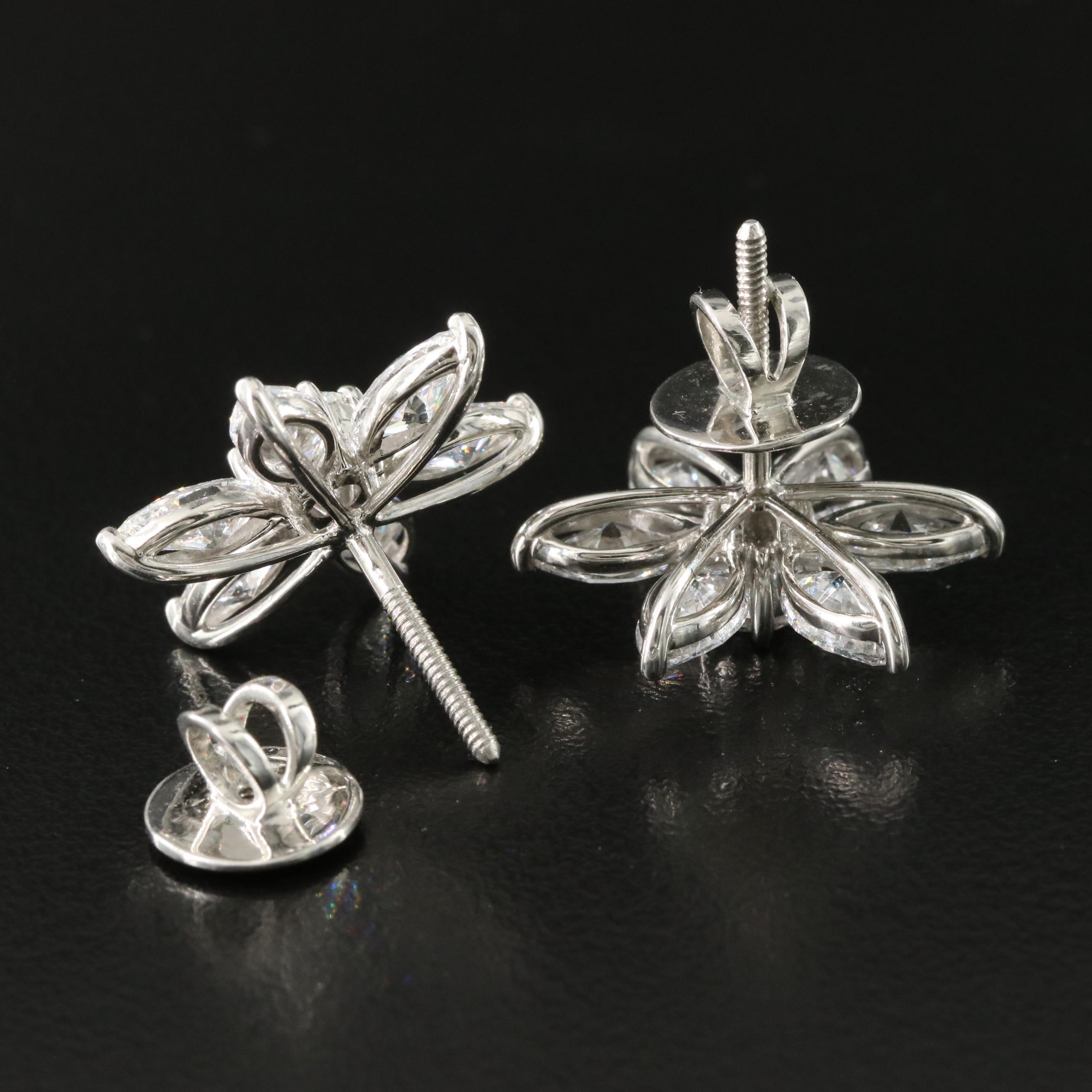 Platinum 7.00 CTW Lab Grown Diamond Flower Earrings