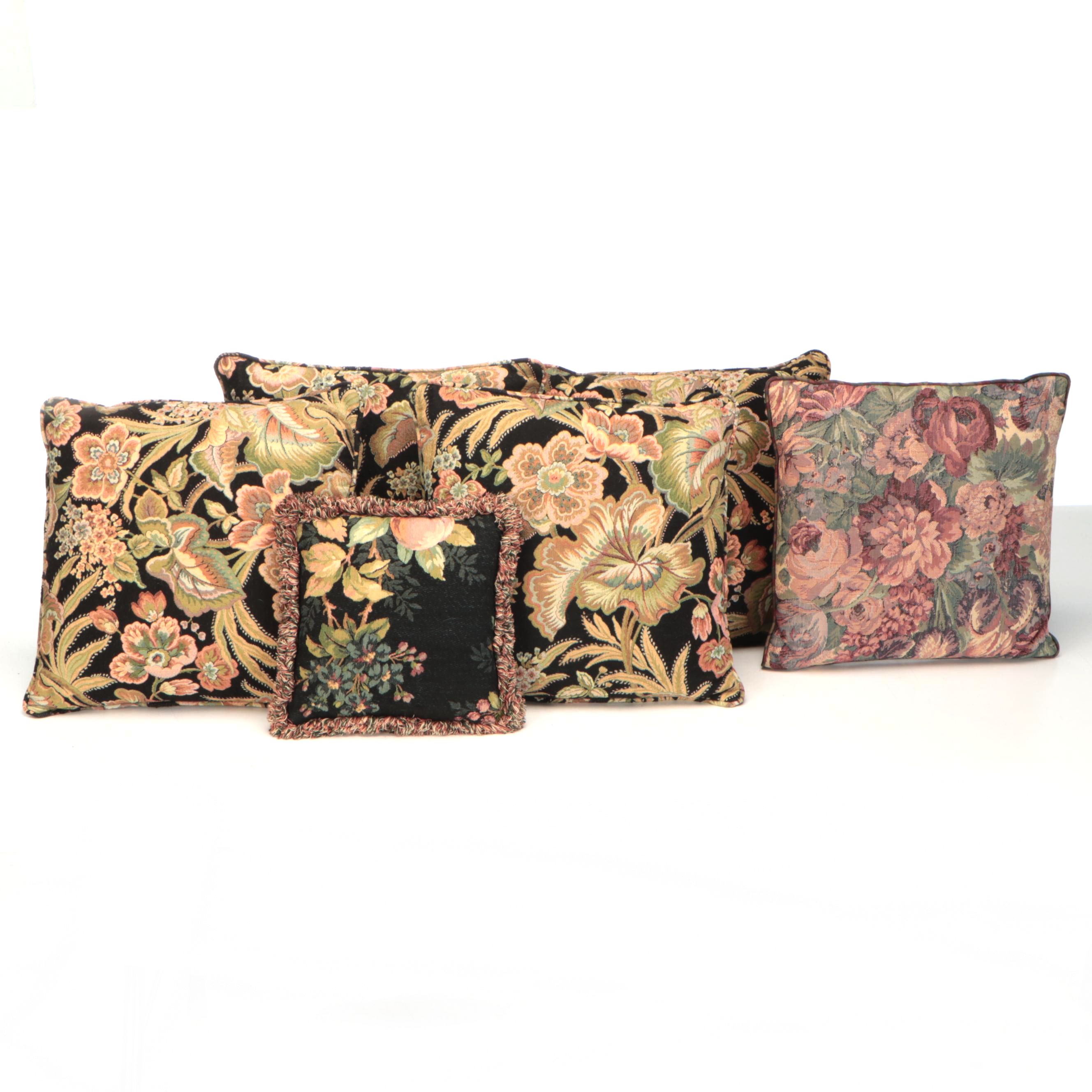 Tapestry Style Floral and Foliage Throw Pillows