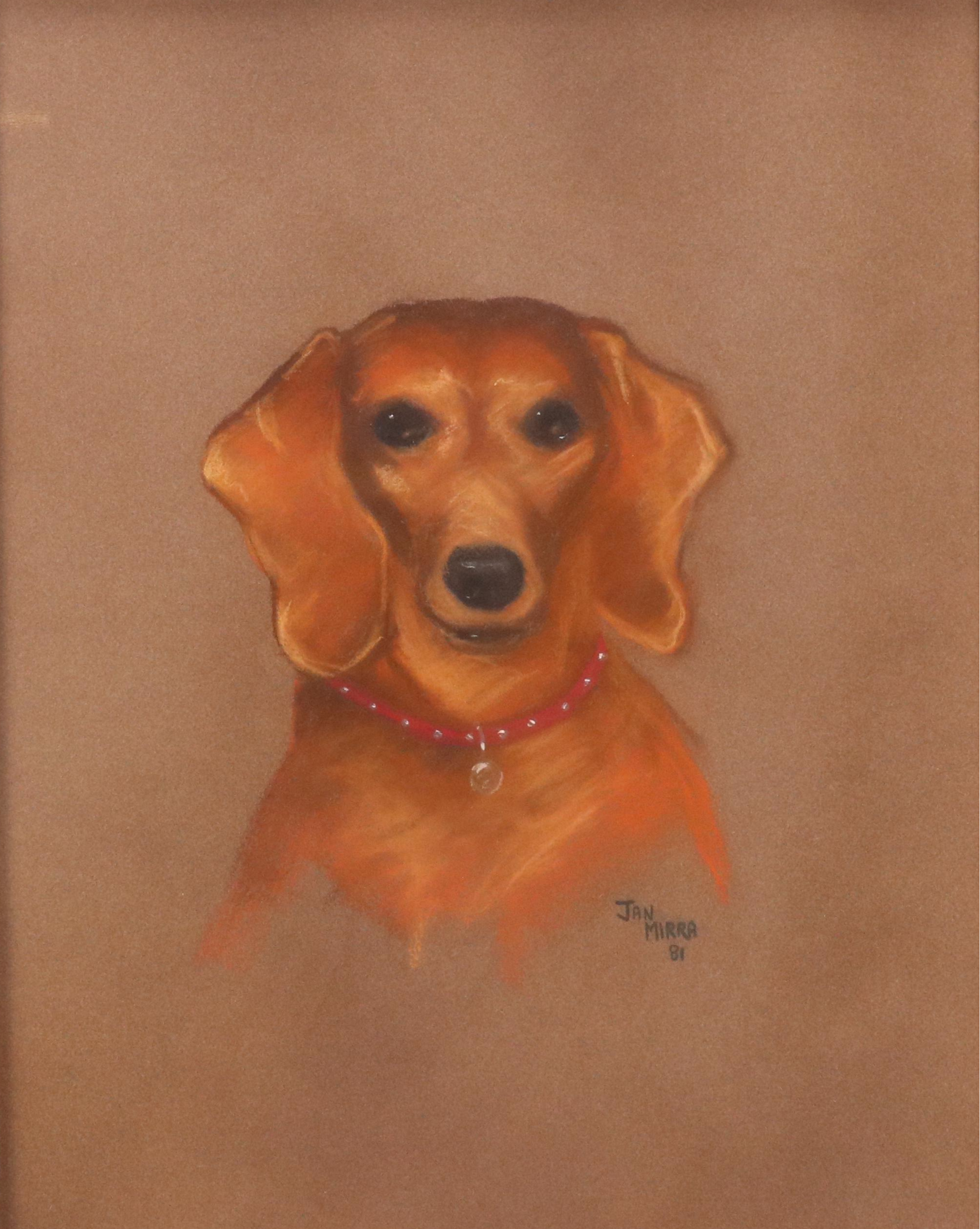 Jan Mirra Pastel Dog Portrait of Dachshund, 1981