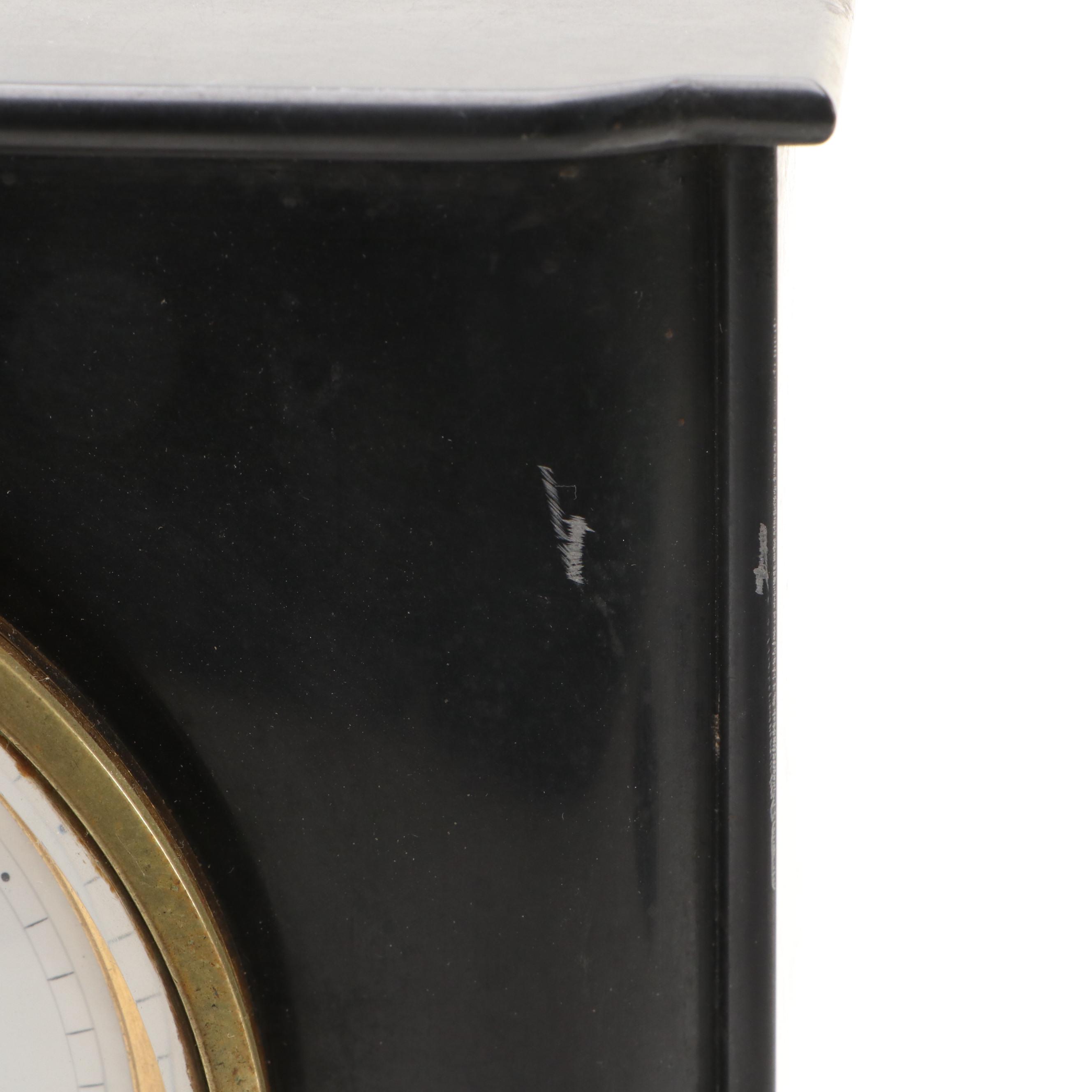 French Louis Philippe Style Black Marble Mantel Clock, Late 19th/ Early 20th C.