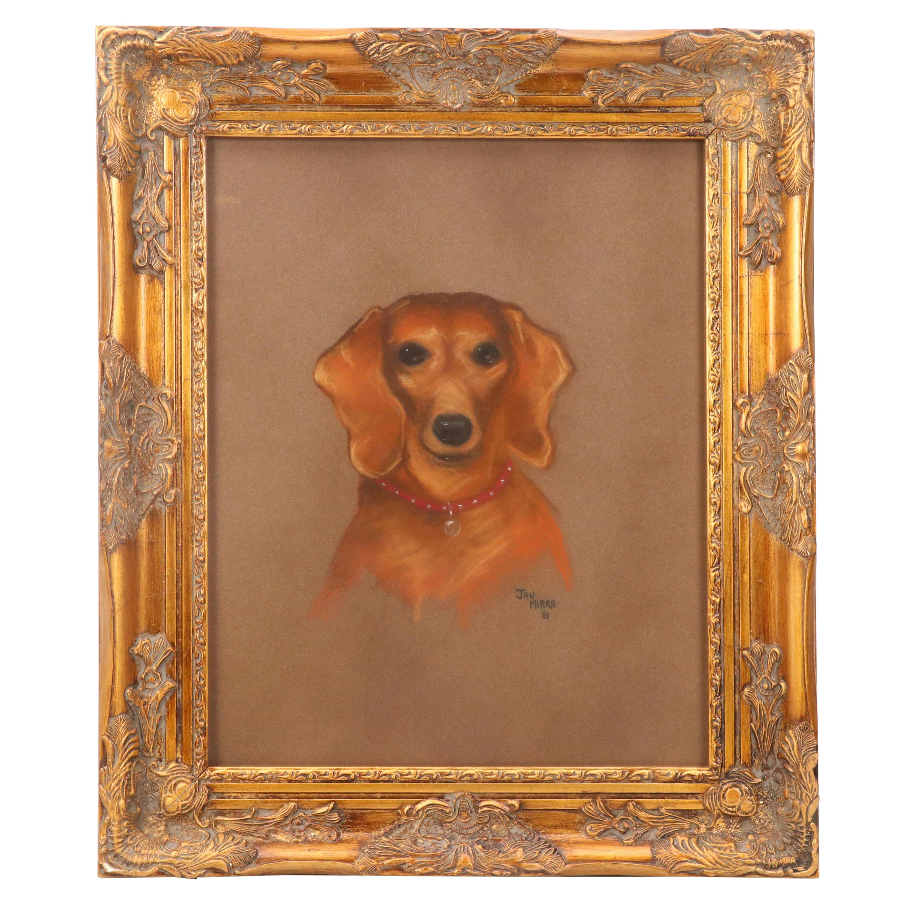Jan Mirra Pastel Dog Portrait of Dachshund, 1981