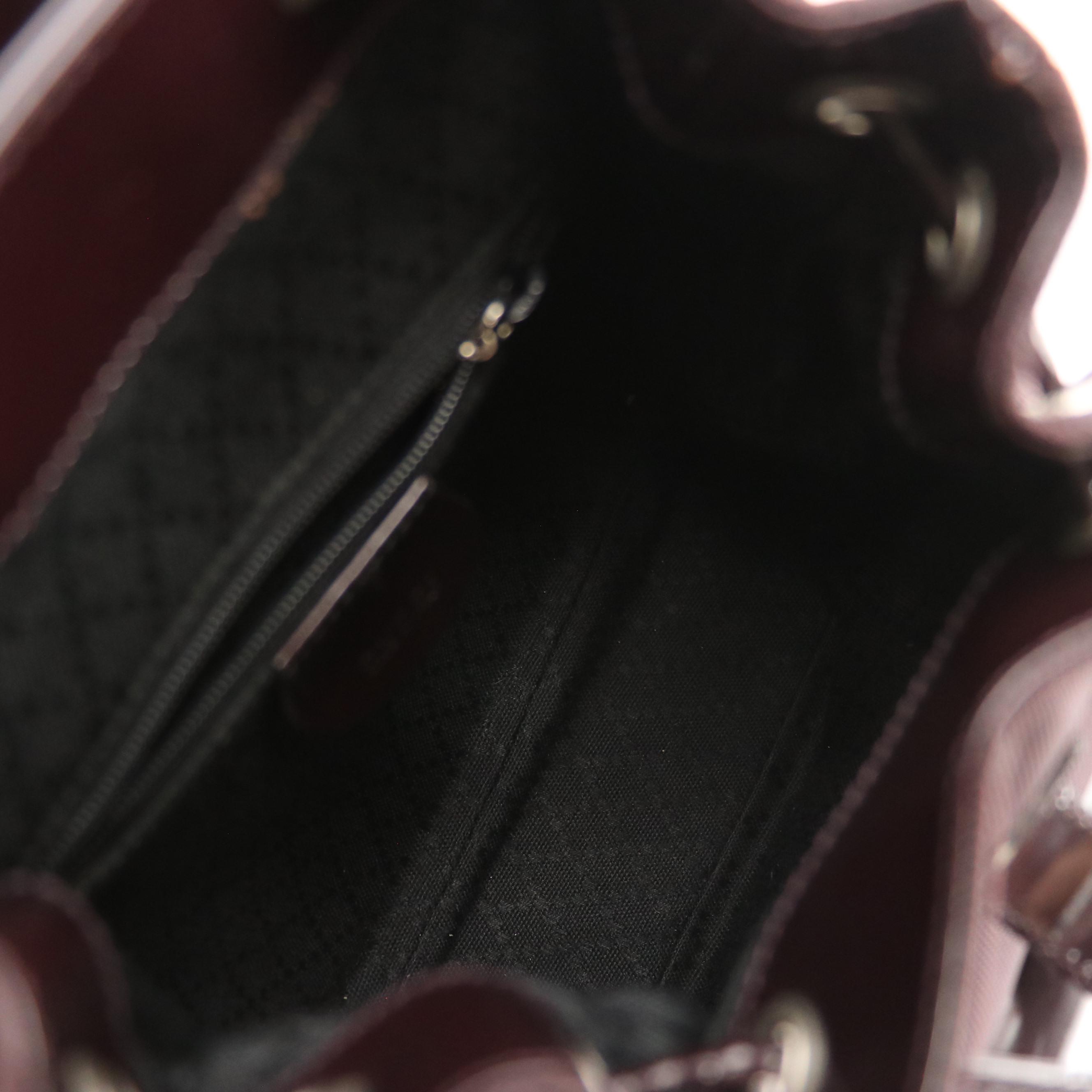 Gucci Bamboo Glazed Leather and Nylon Small Backpack in Aubergine