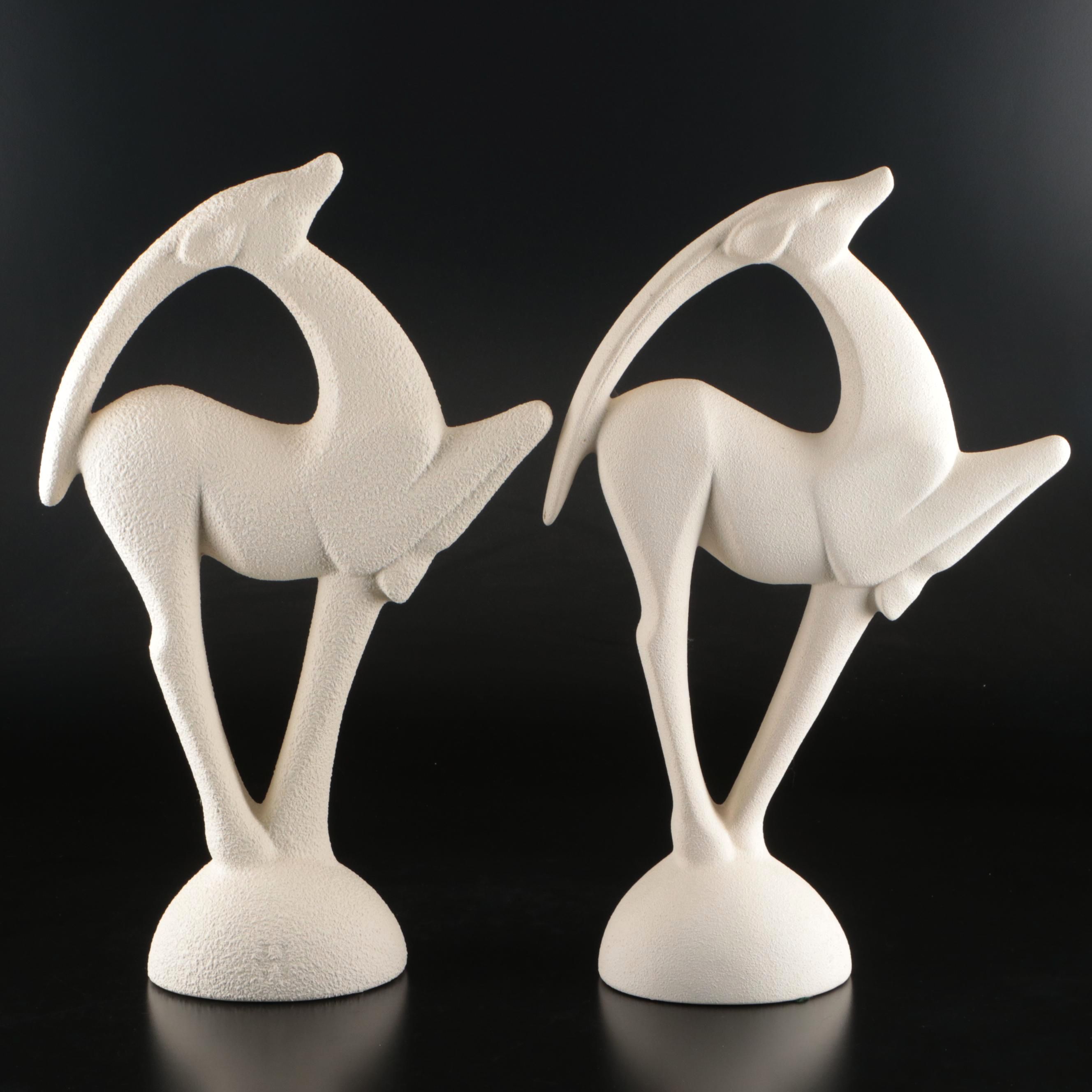 Pair of Haeger Matte Textured Ceramic Gazelles, Late 20th Century