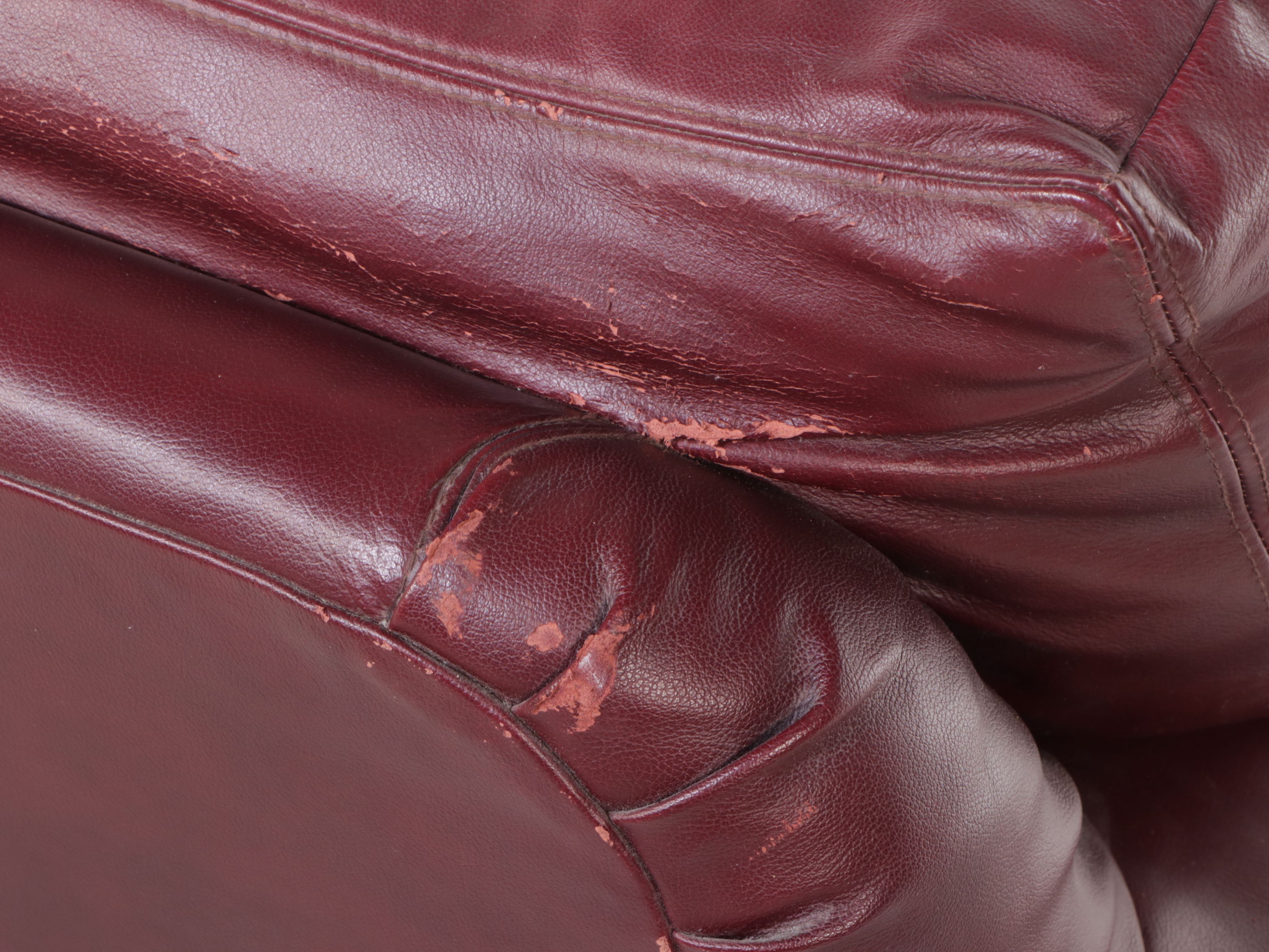 Carved Wooden Frame and Faux Leather Loveseat