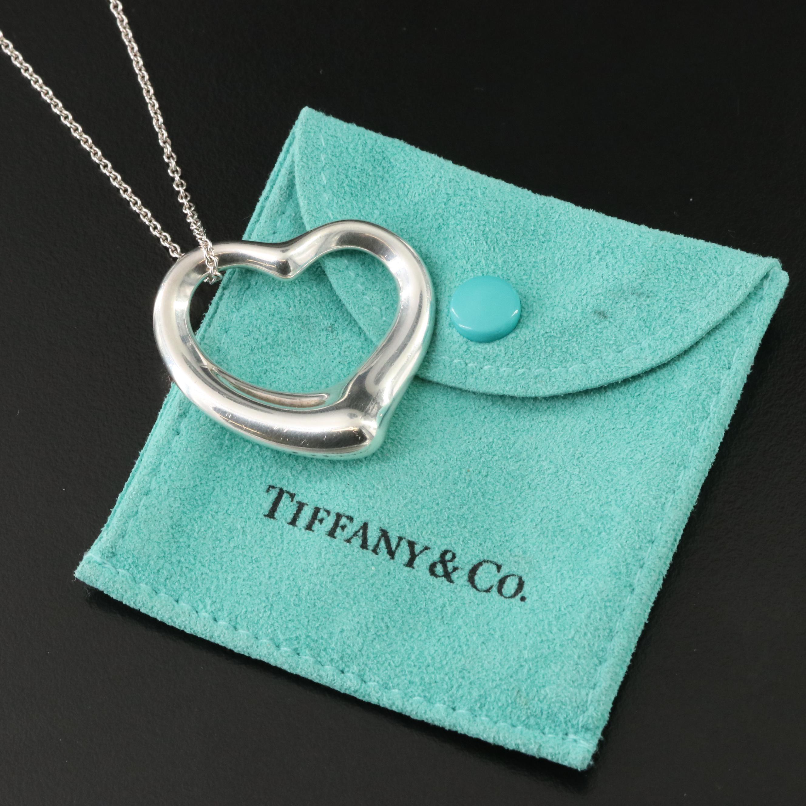 Elsa Peretti for Tiffany & Co. Open Heart Sterling Pendant Necklace