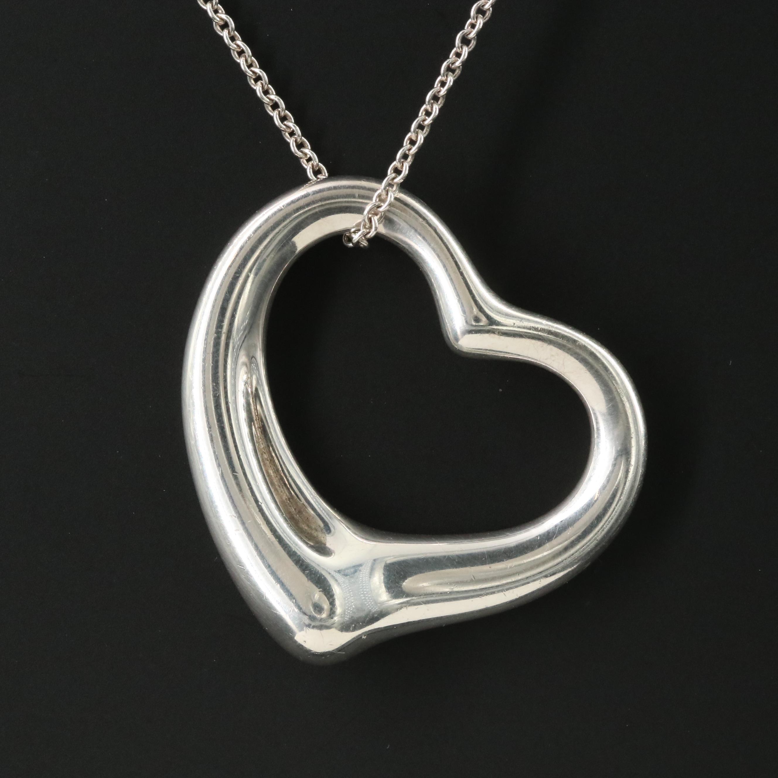 Elsa Peretti for Tiffany & Co. Open Heart Sterling Pendant Necklace