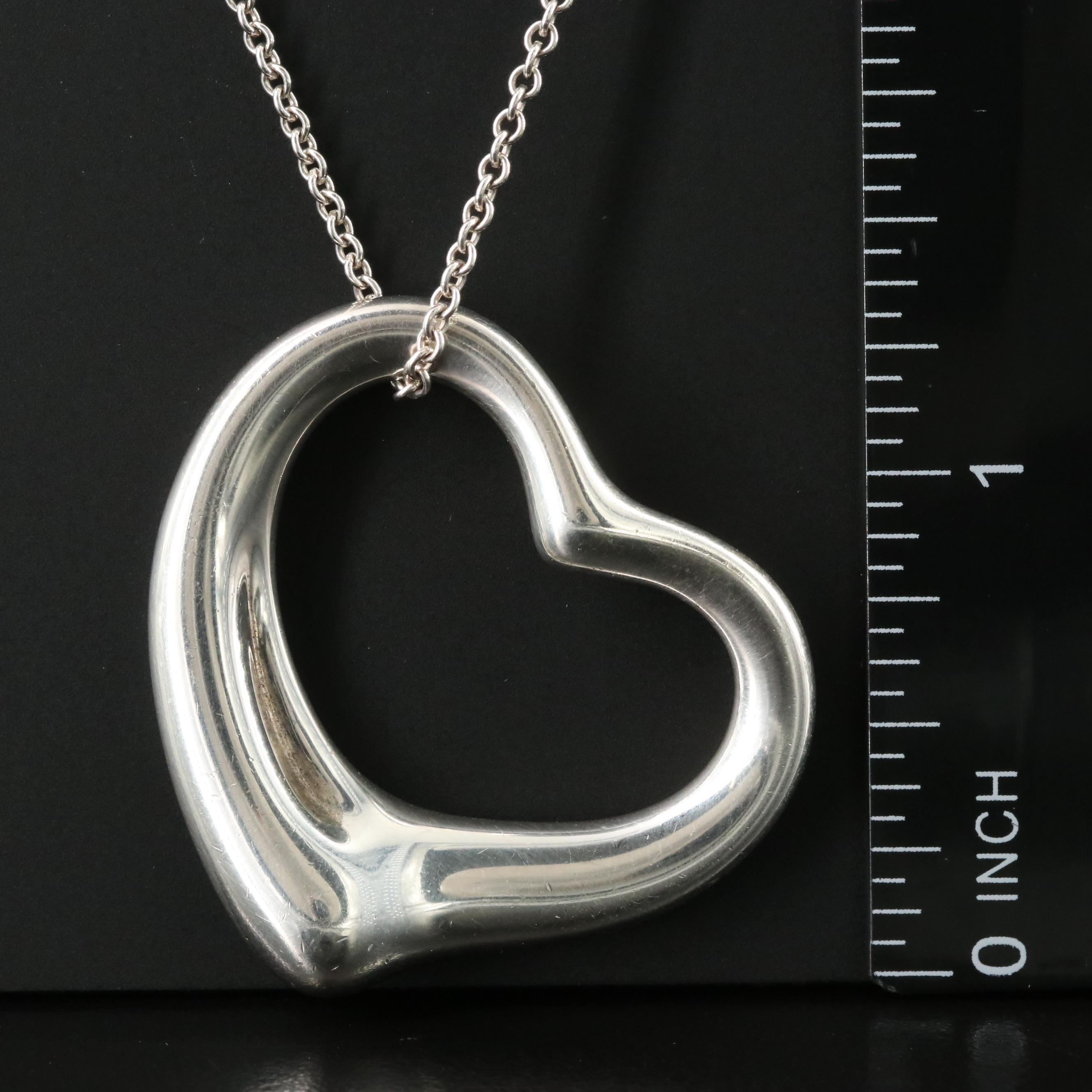 Elsa Peretti for Tiffany & Co. Open Heart Sterling Pendant Necklace