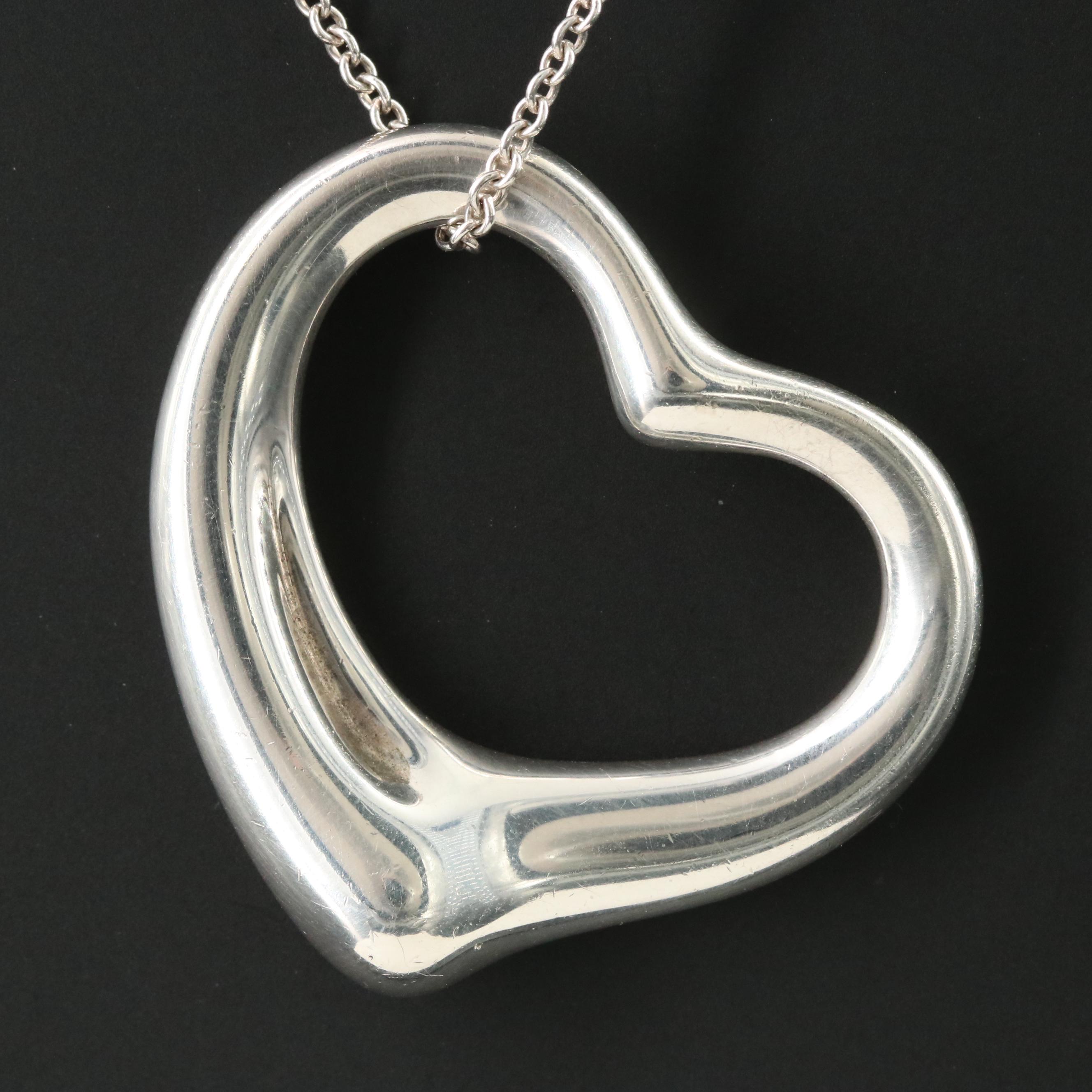 Elsa Peretti for Tiffany & Co. Open Heart Sterling Pendant Necklace
