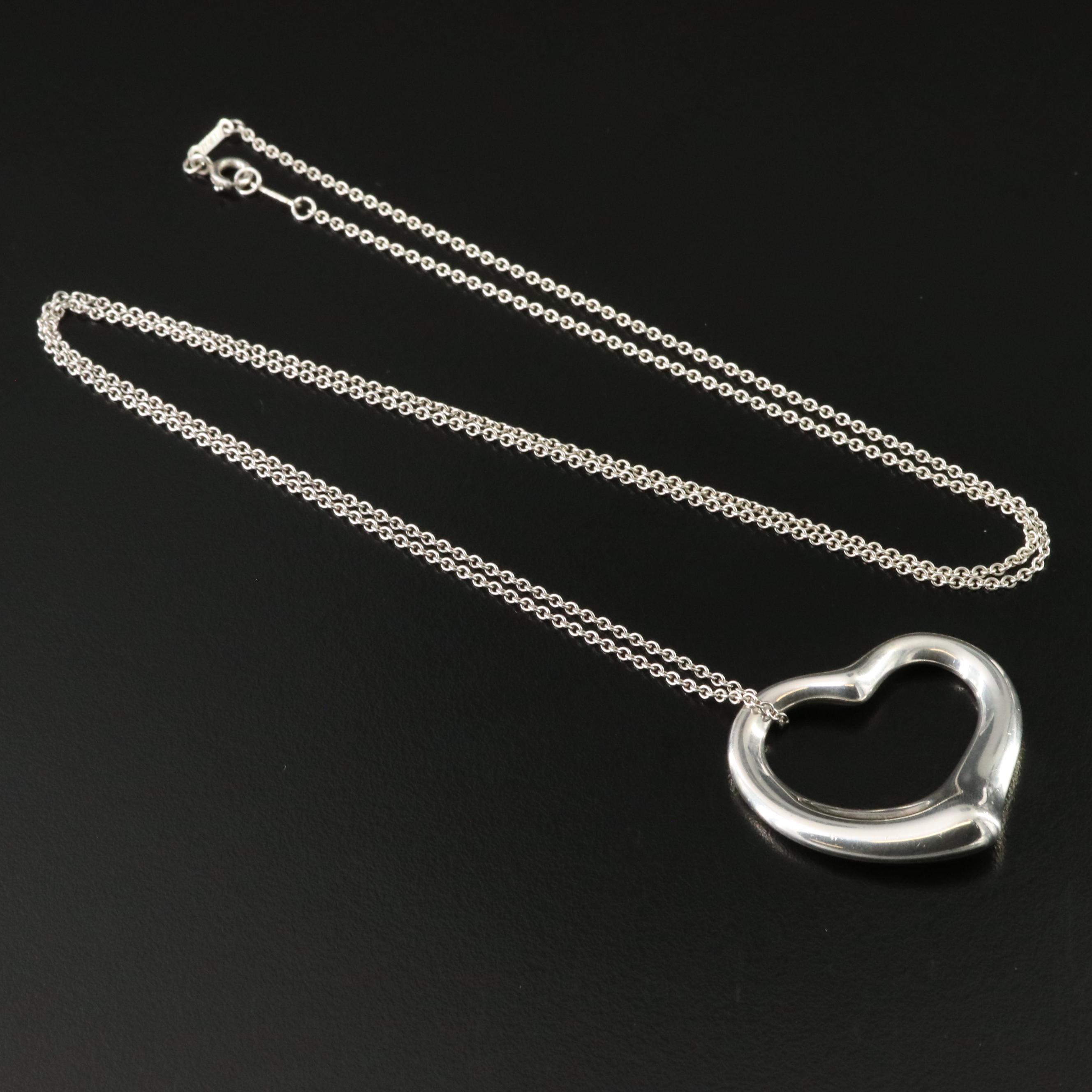 Elsa Peretti for Tiffany & Co. Open Heart Sterling Pendant Necklace