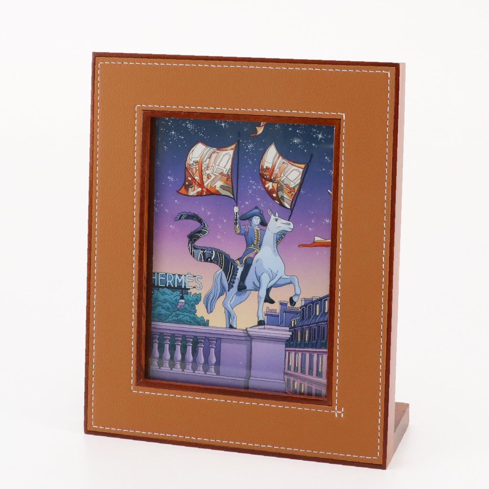 Hermès Pleiade MM Frame in Wood and Saddle-Stitched Taurillon H Leather