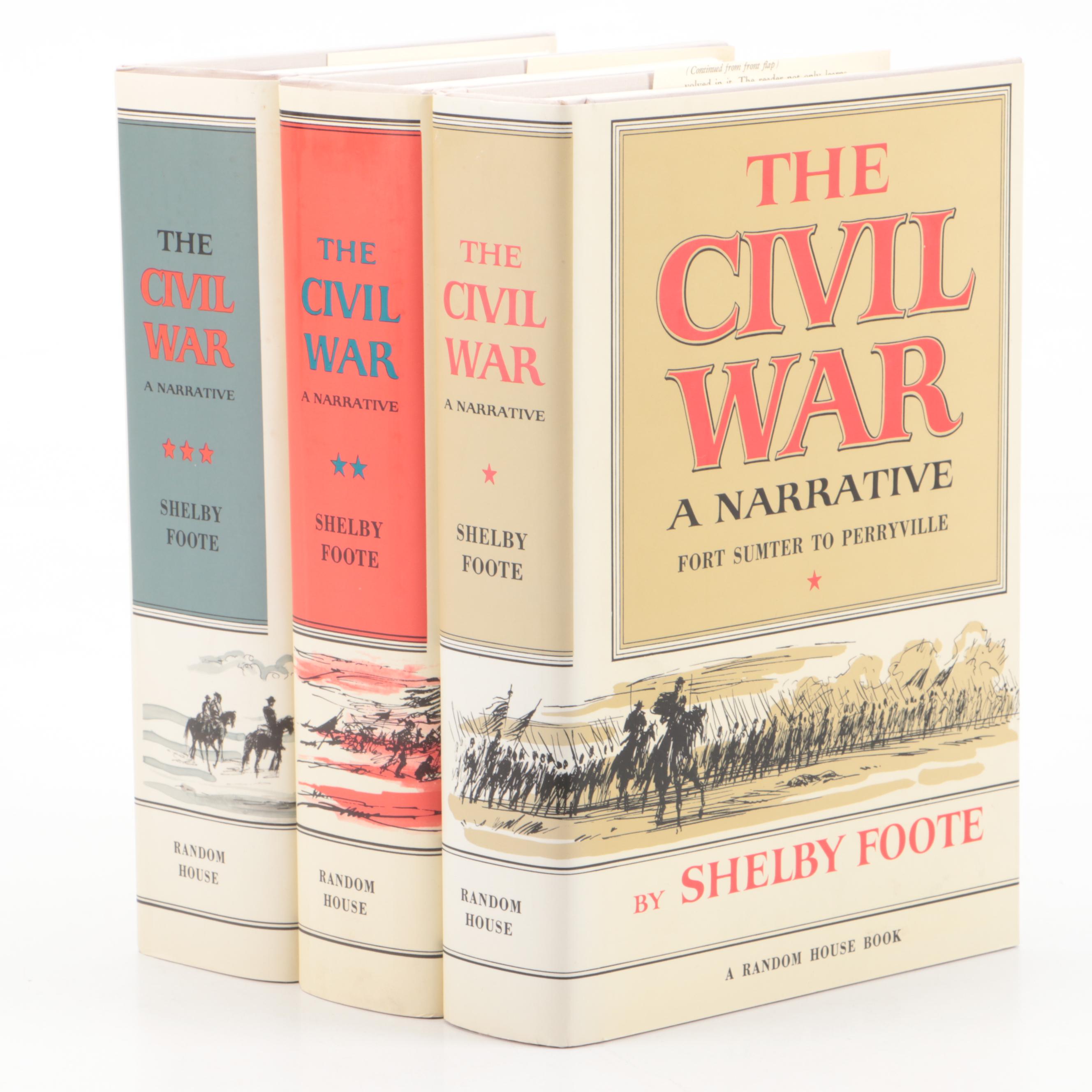 "The Civil War: A Narrative" Three-Volume Set by Shelby Foote, circa 1974