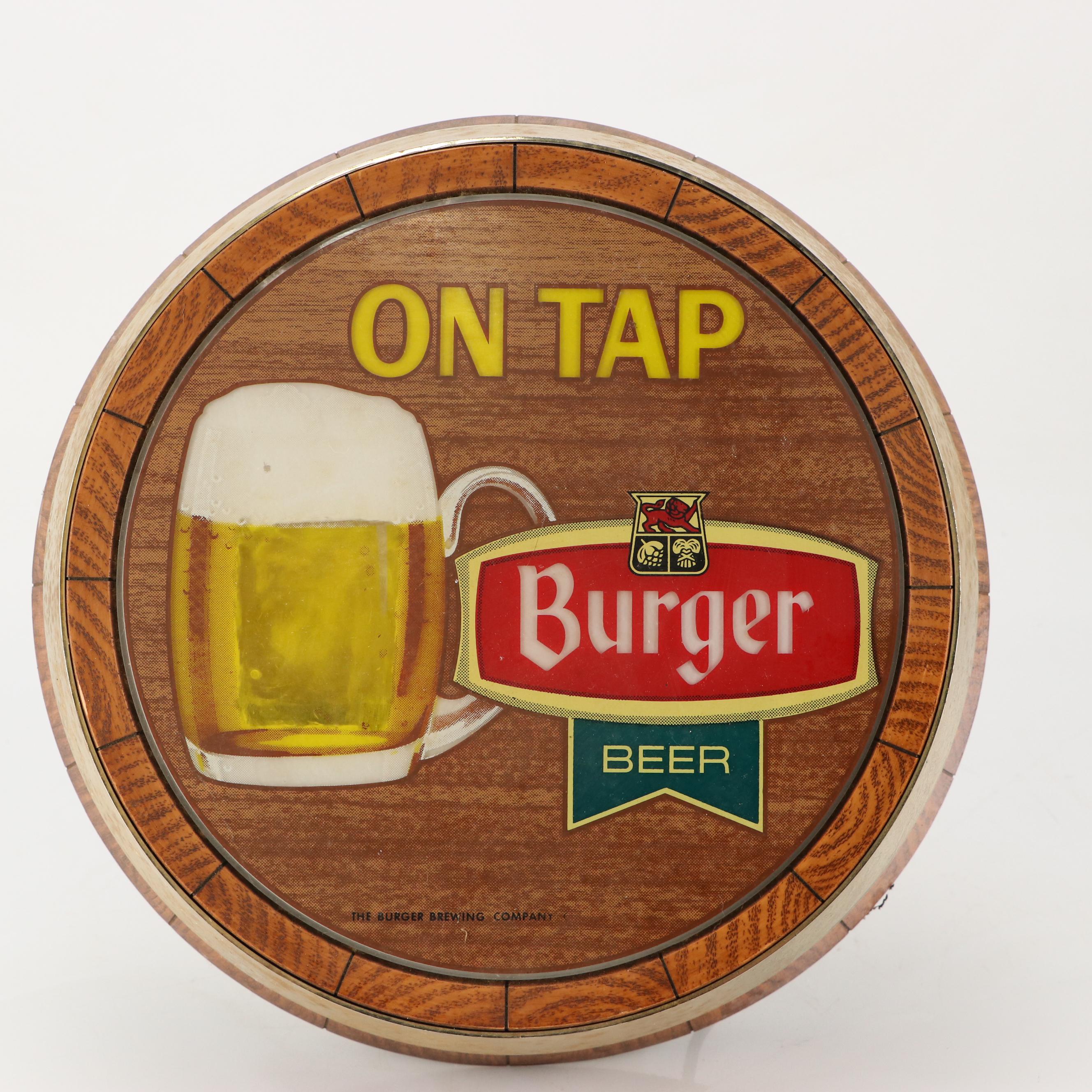Illuminated Burger Beer Sign with Other Alcohol Advertising Signs