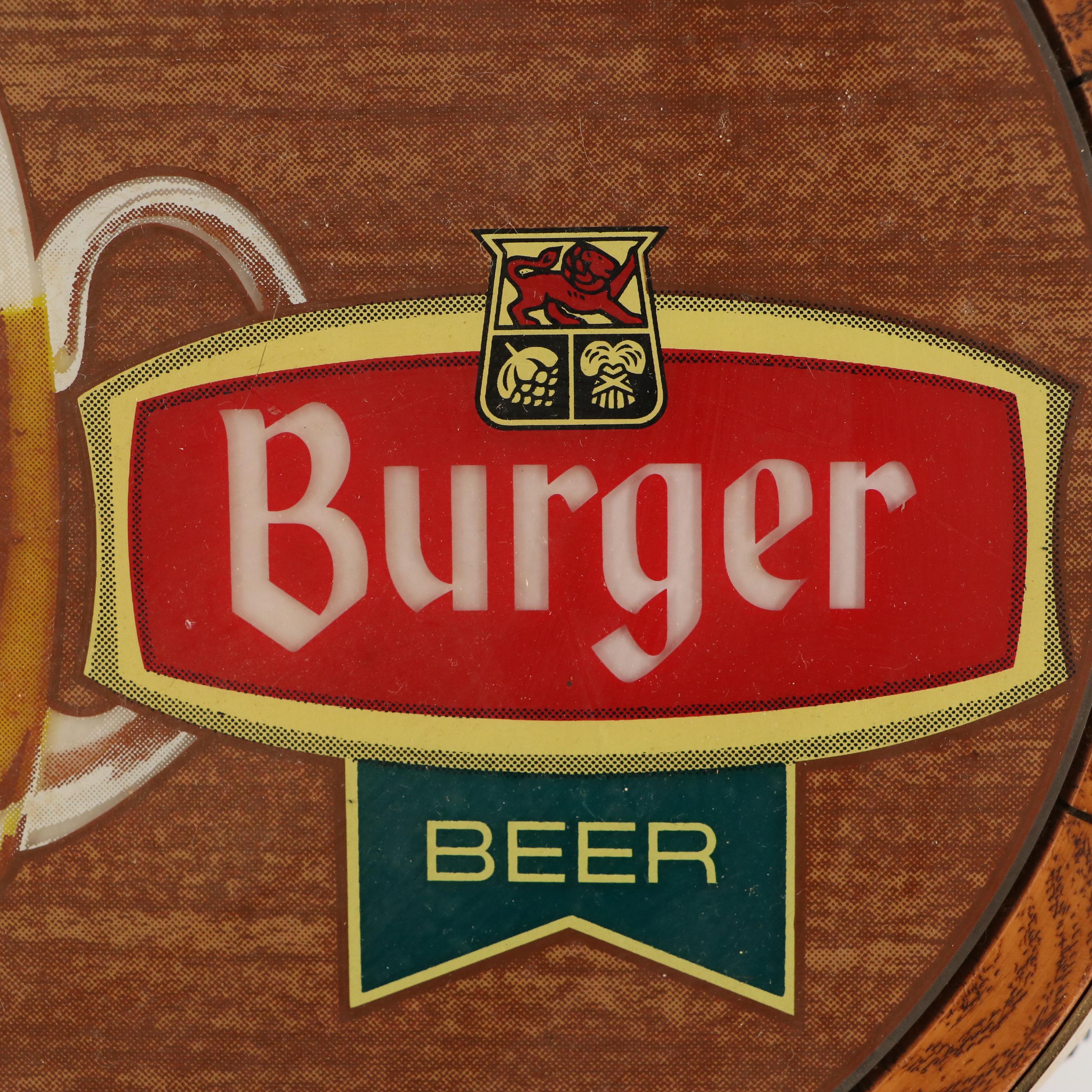 Illuminated Burger Beer Sign with Other Alcohol Advertising Signs